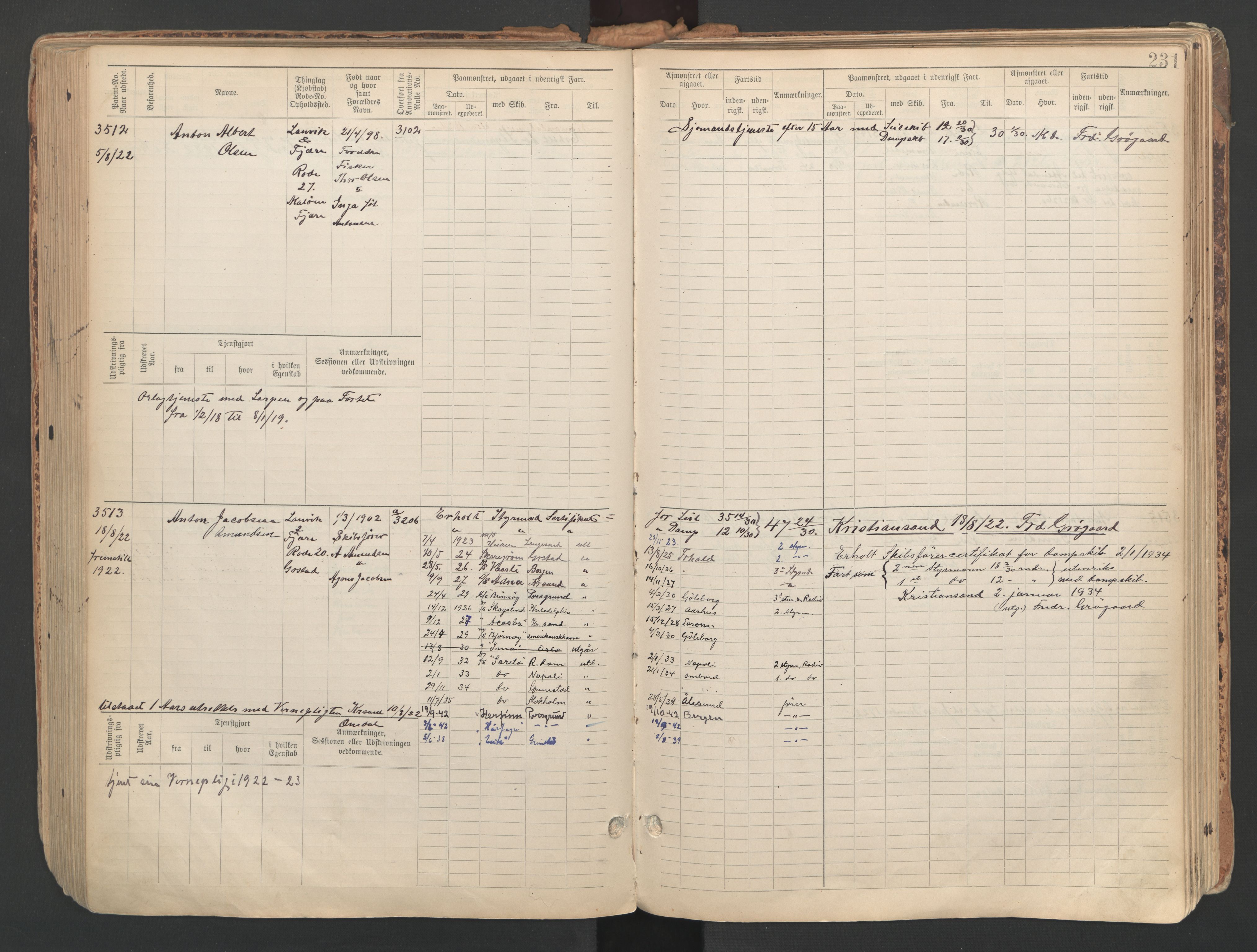 Grimstad mønstringskrets, AV/SAK-2031-0013/F/Fb/L0013: Hovedrulle A nr 3052-3814, V-26, 1900-1943, p. 244