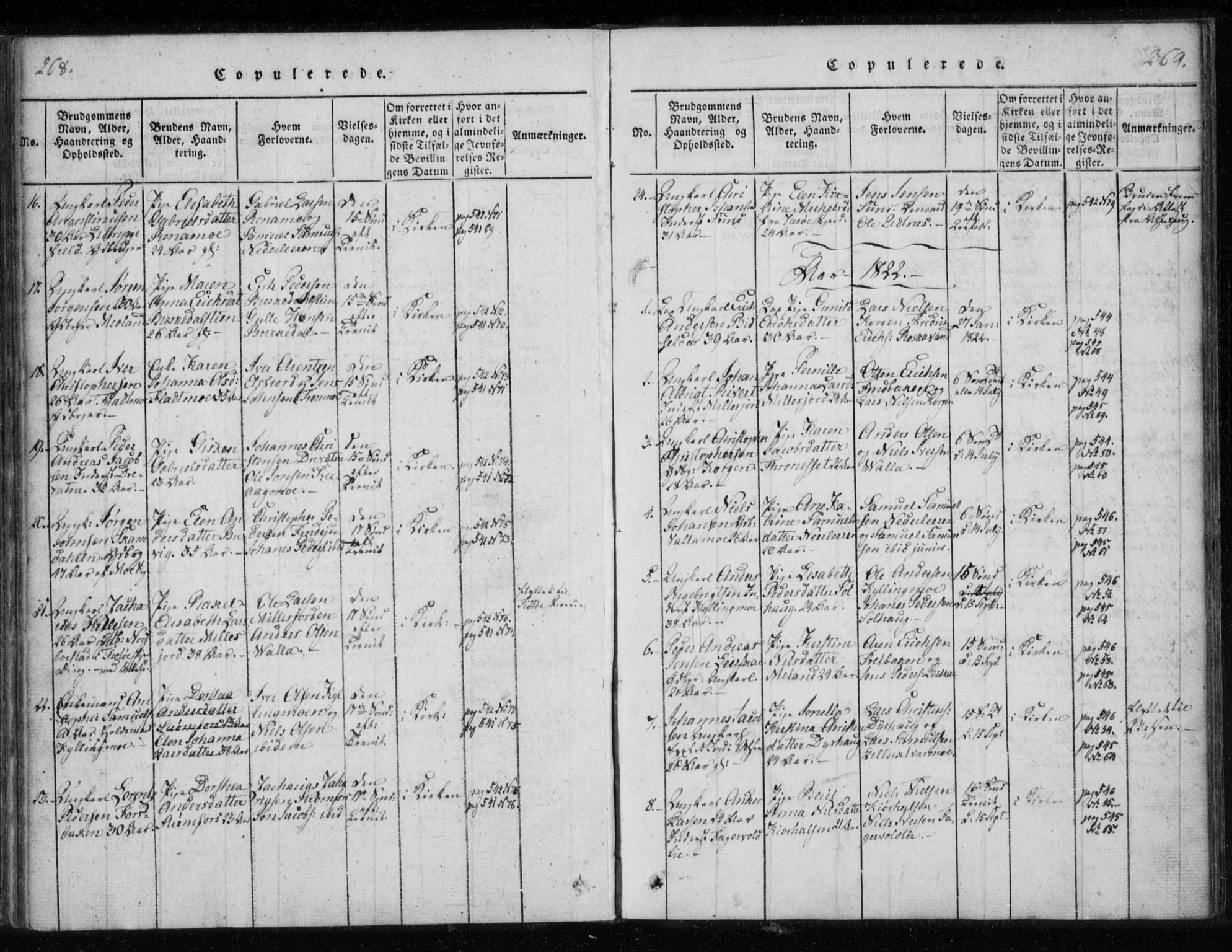 Ministerialprotokoller, klokkerbøker og fødselsregistre - Nordland, SAT/A-1459/825/L0353: Parish register (official) no. 825A07, 1820-1826, p. 268-269