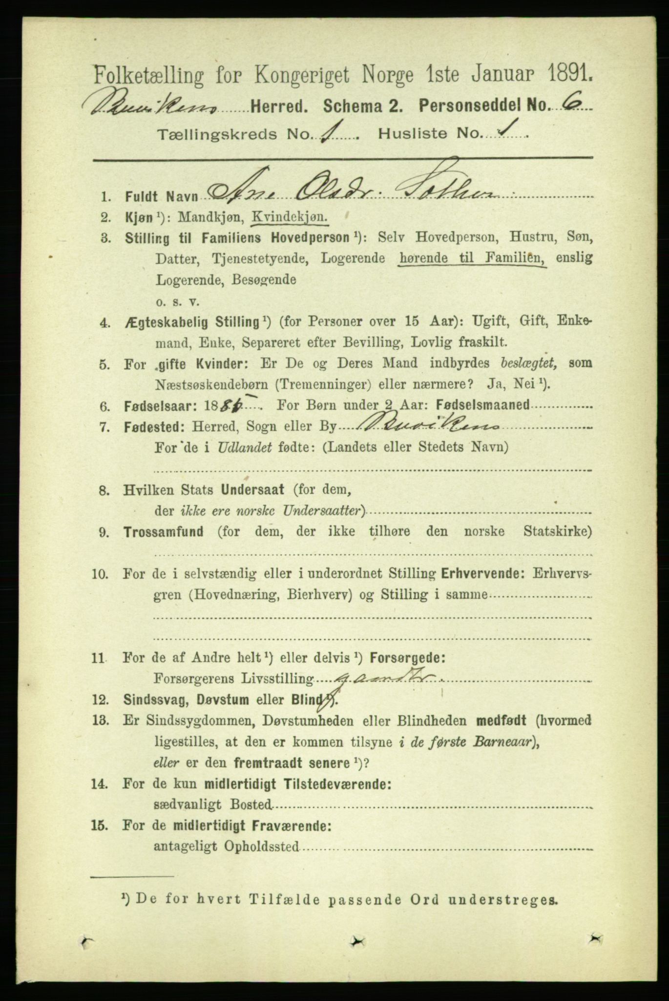 RA, 1891 census for 1656 Buvik, 1891, p. 112