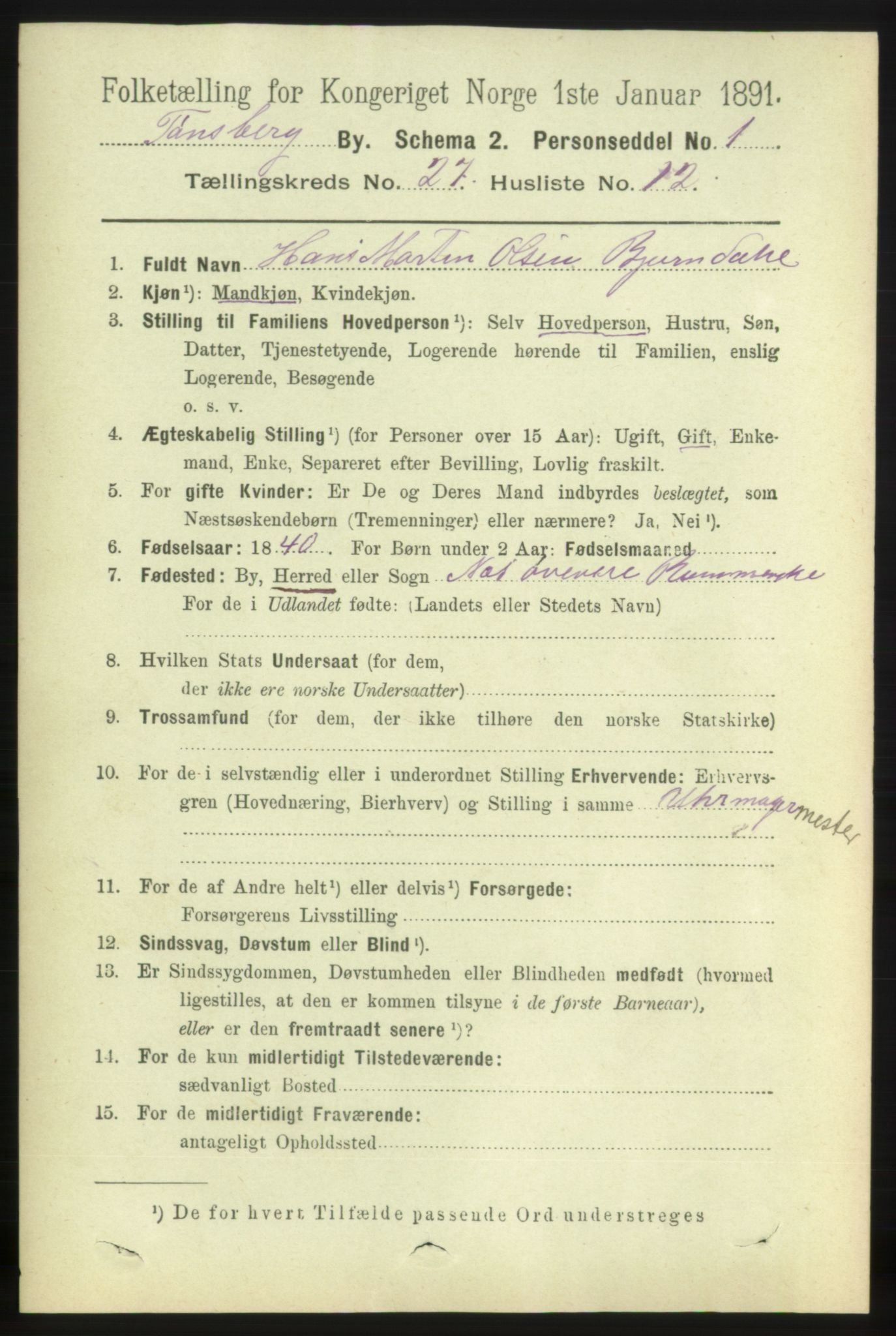 RA, 1891 census for 0705 Tønsberg, 1891, p. 6902