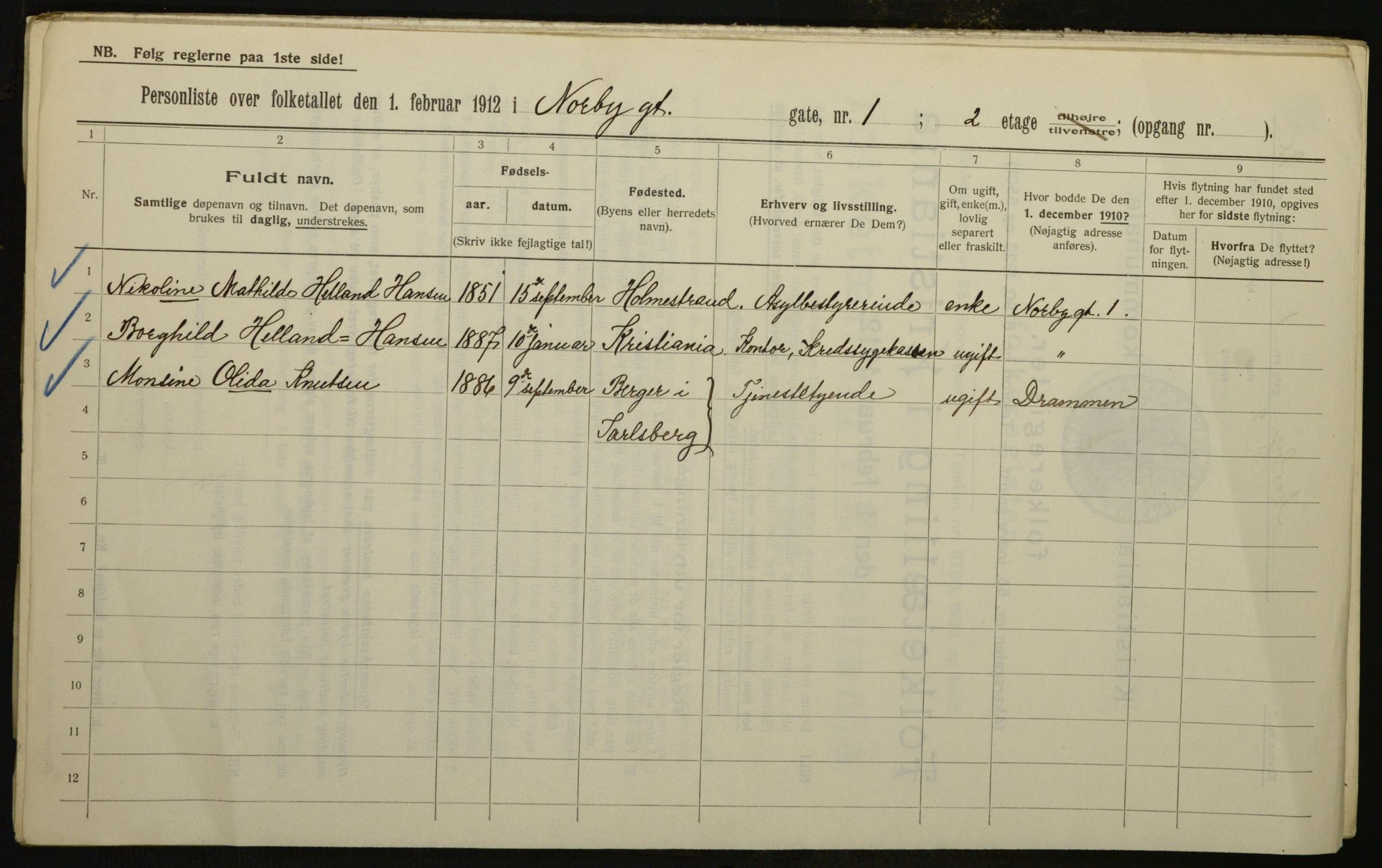 OBA, Municipal Census 1912 for Kristiania, 1912, p. 72015