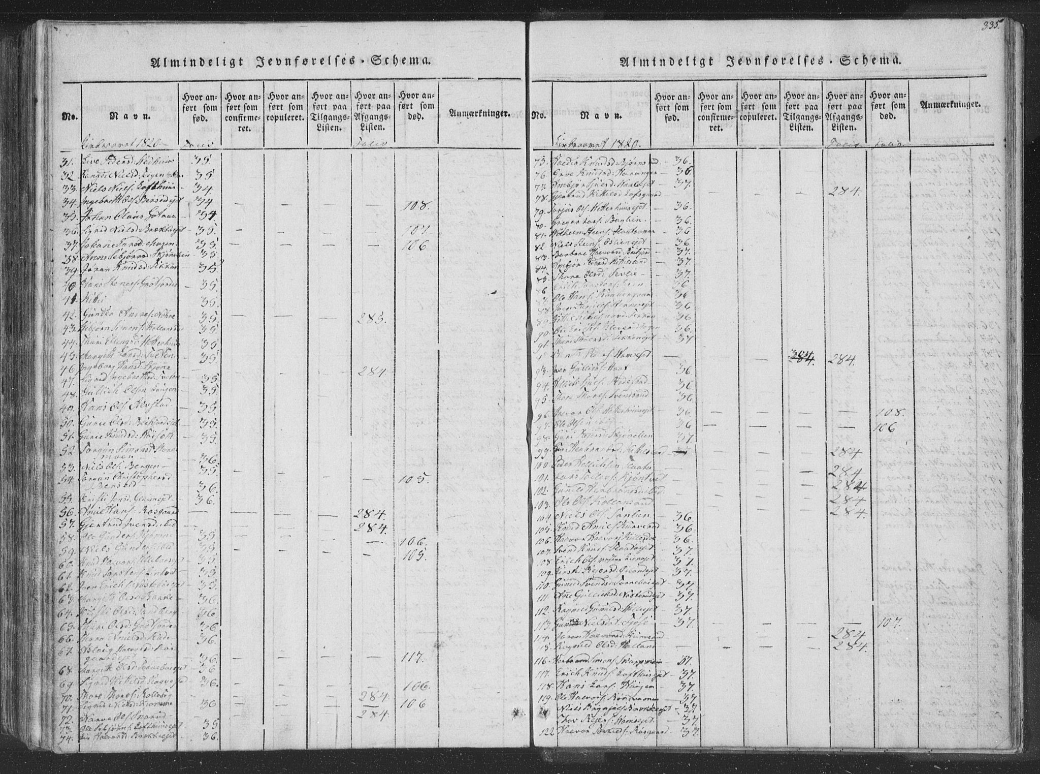 Rollag kirkebøker, AV/SAKO-A-240/F/Fa/L0006: Parish register (official) no. I 6, 1814-1828, p. 335