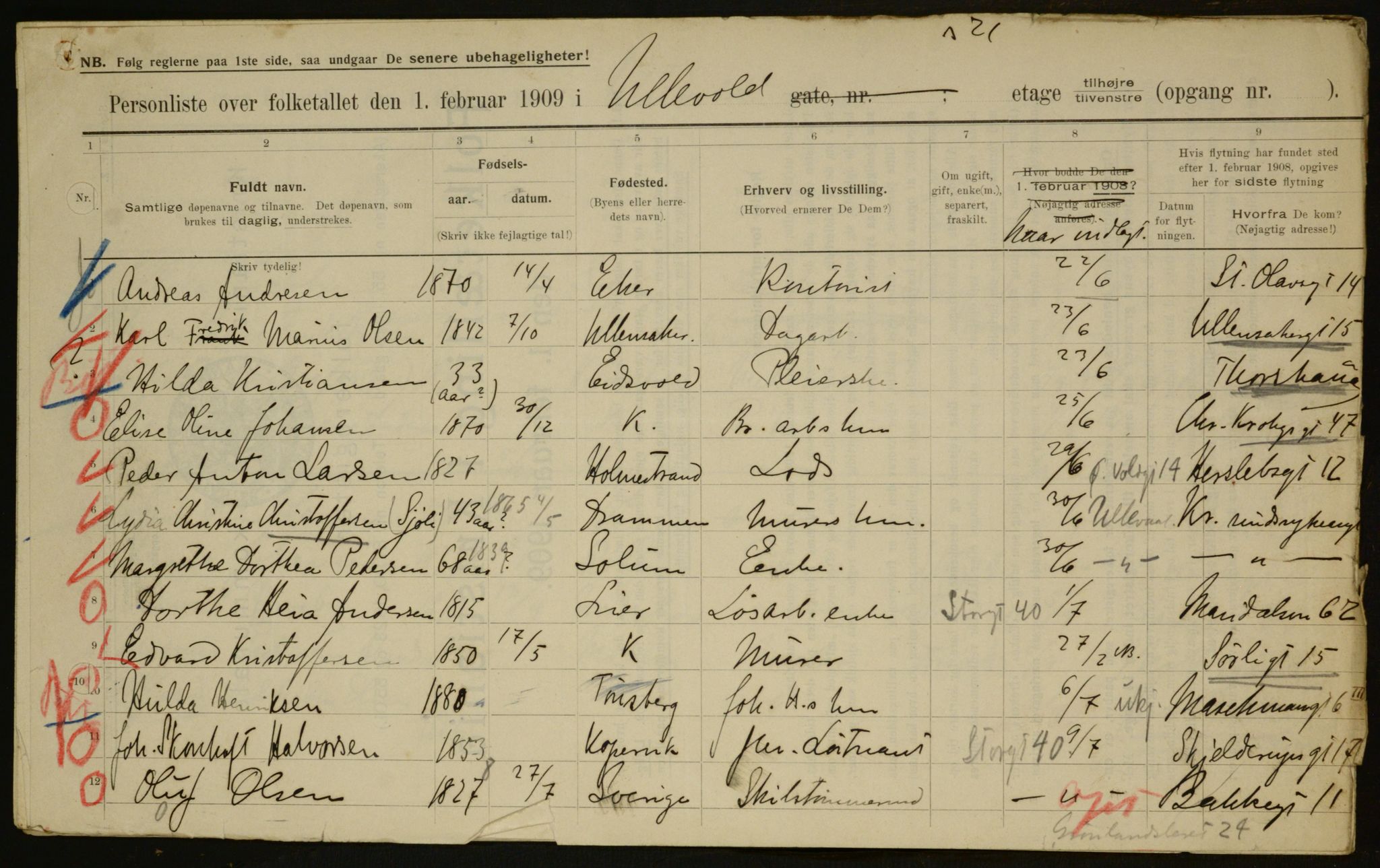 OBA, Municipal Census 1909 for Kristiania, 1909, p. 108558