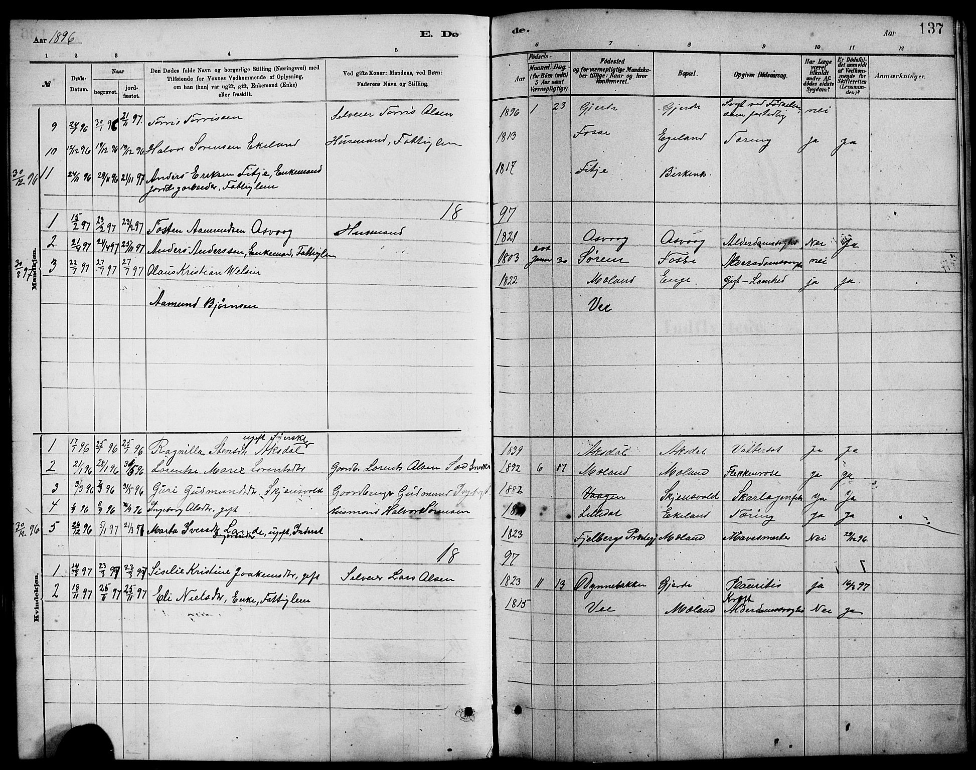 Etne sokneprestembete, SAB/A-75001/H/Hab: Parish register (copy) no. B 4, 1879-1897, p. 137