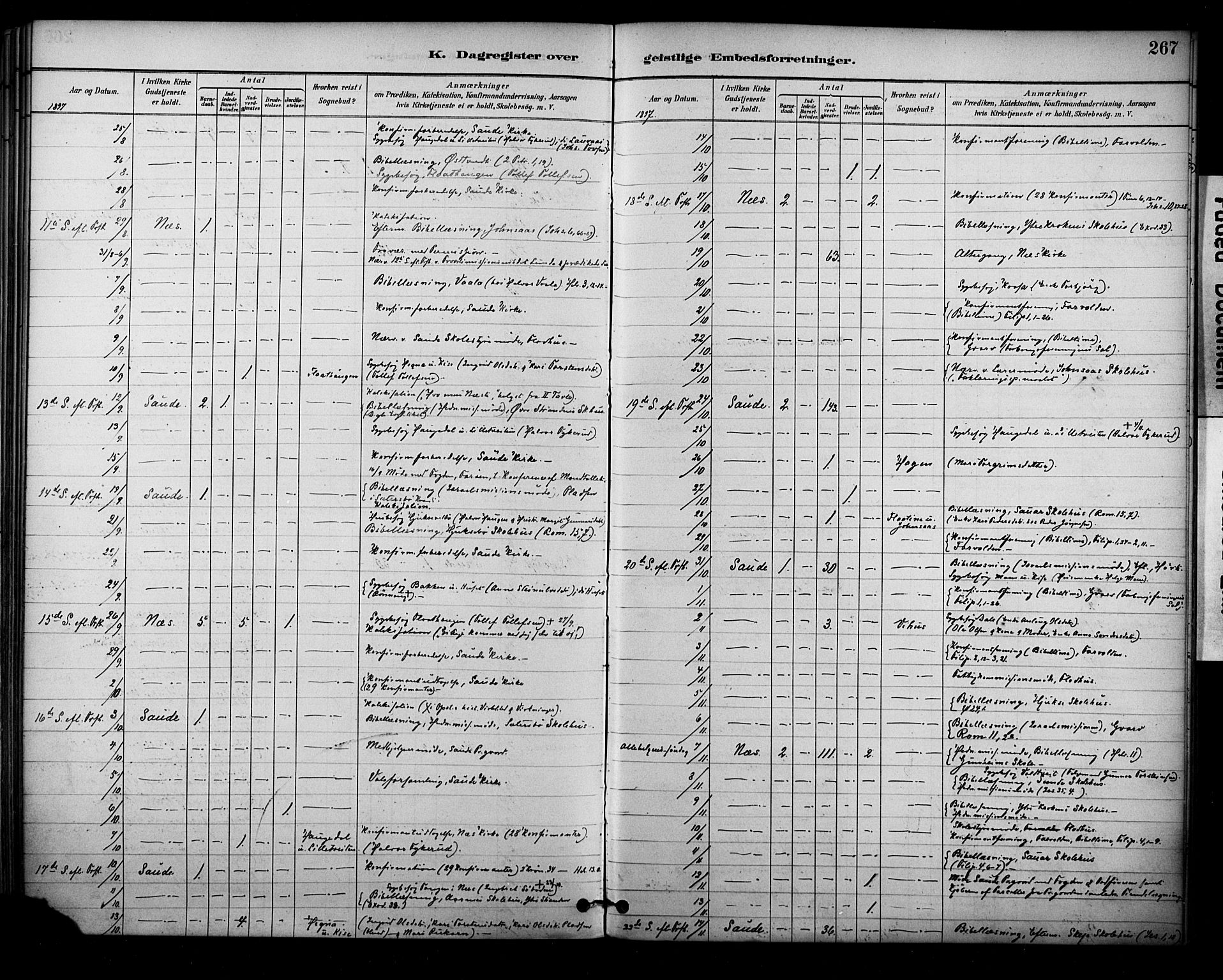 Sauherad kirkebøker, SAKO/A-298/F/Fa/L0009: Parish register (official) no. I 9, 1887-1912, p. 267
