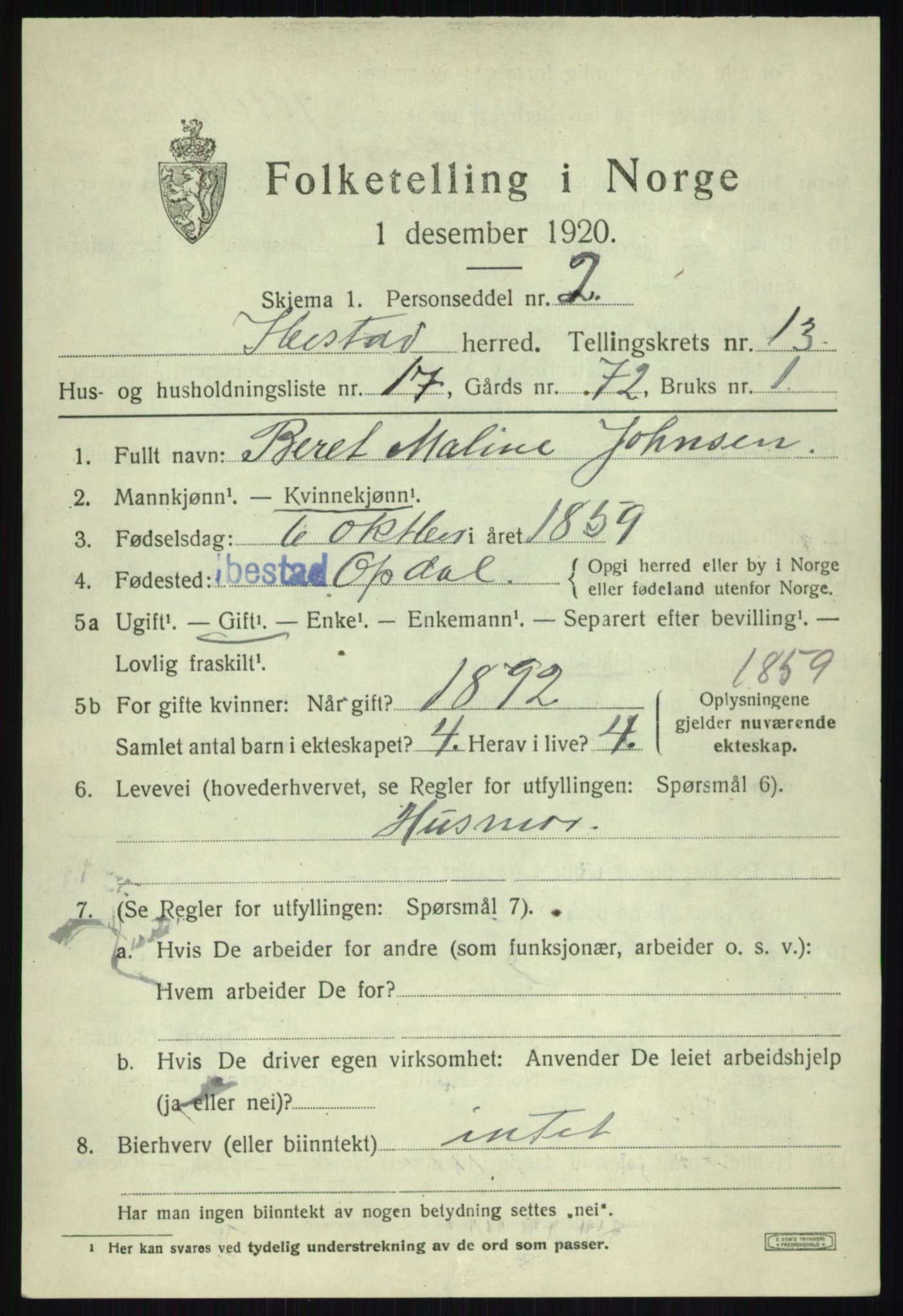 SATØ, 1920 census for Ibestad, 1920, p. 6985