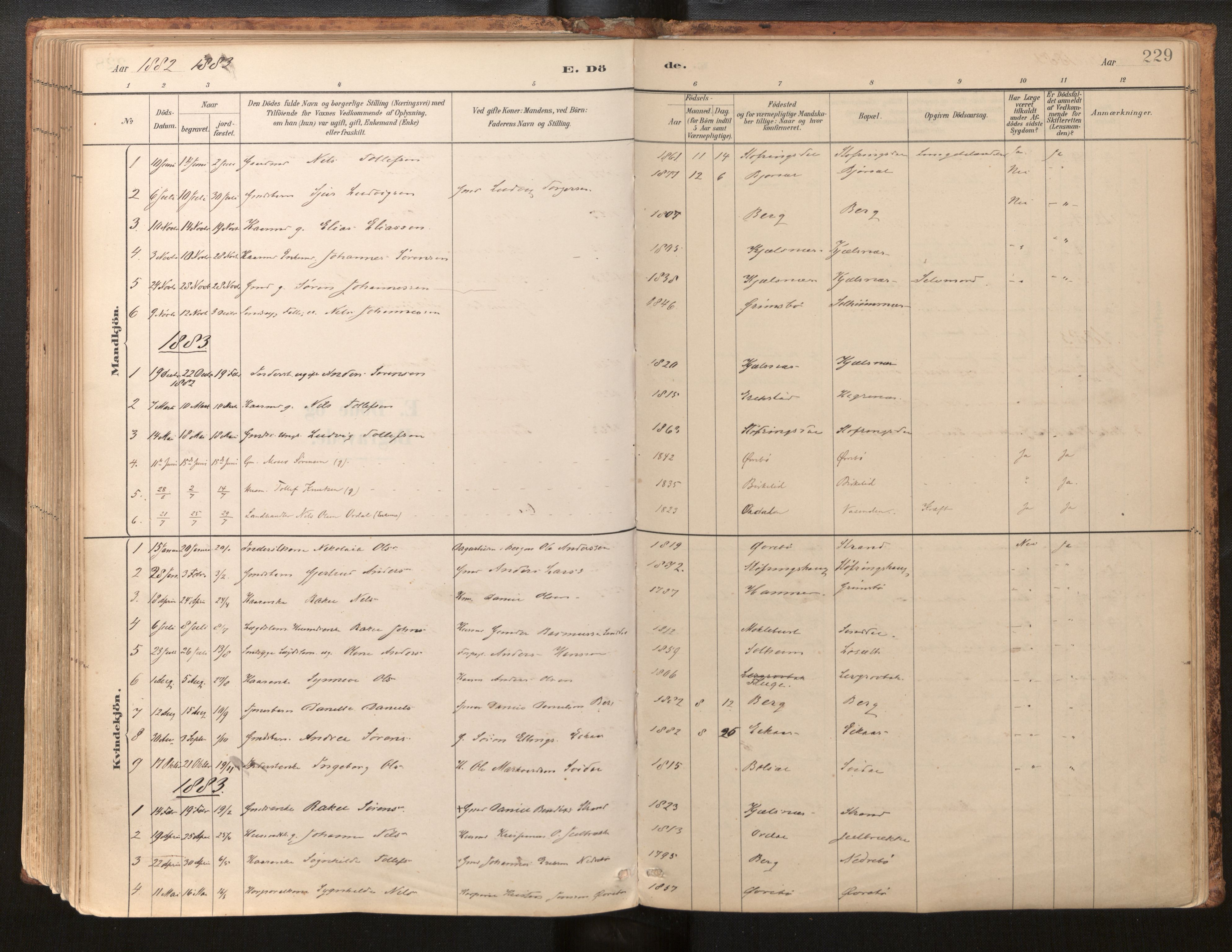 Jølster sokneprestembete, SAB/A-80701/H/Haa/Haab/L0001: Parish register (official) no. B 1, 1882-1930, p. 229