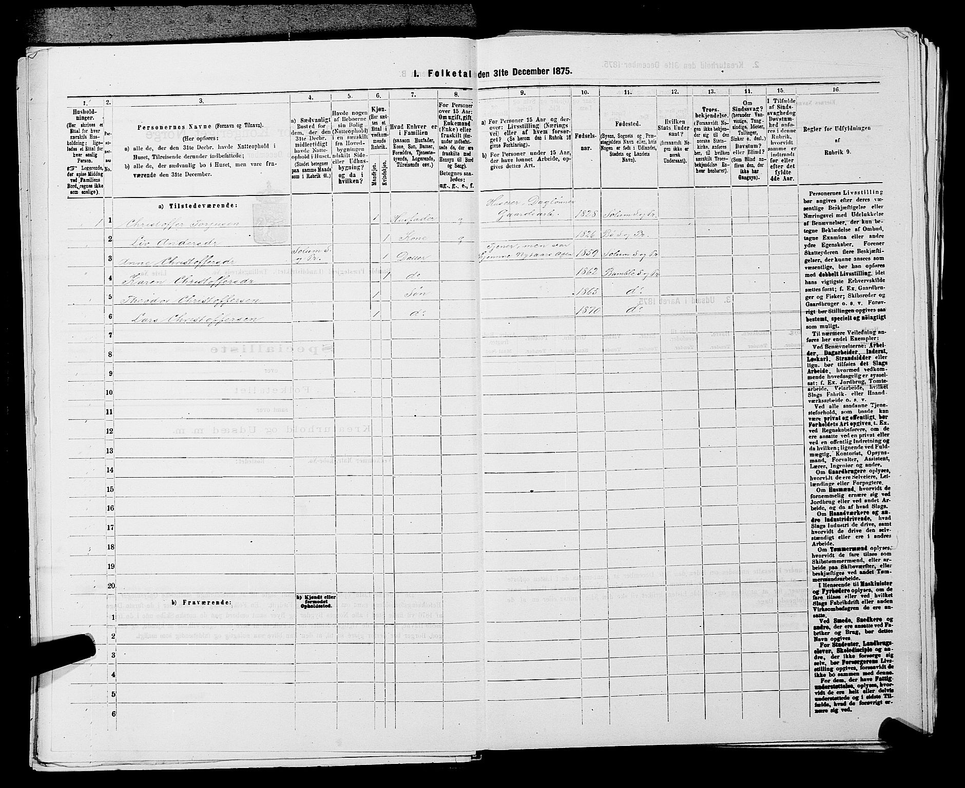 SAKO, 1875 census for 0814L Bamble/Bamble, 1875, p. 160