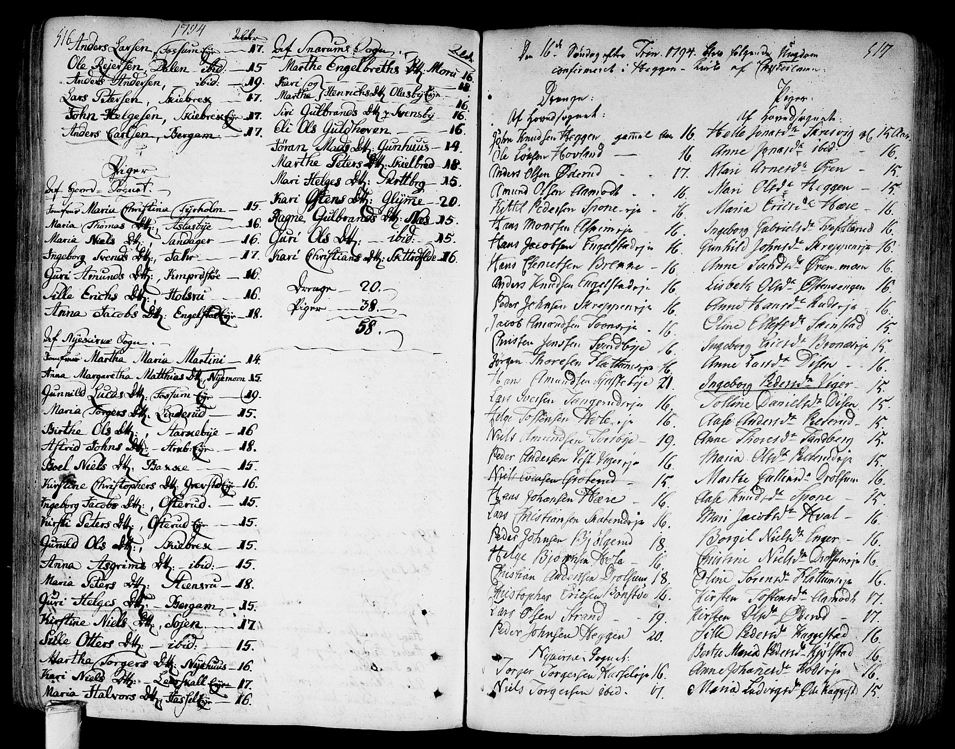 Modum kirkebøker, AV/SAKO-A-234/F/Fa/L0003: Parish register (official) no. 3, 1783-1819, p. 516-517