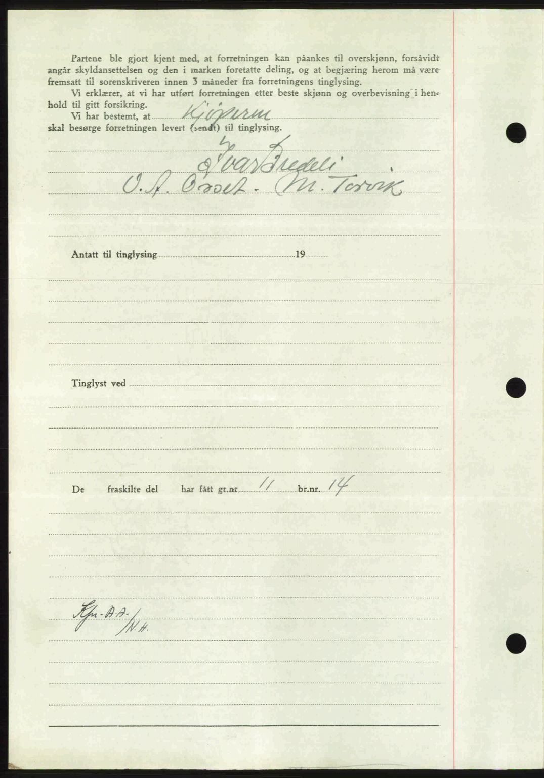 Nordmøre sorenskriveri, AV/SAT-A-4132/1/2/2Ca: Mortgage book no. A102, 1946-1946, Diary no: : 2027/1946