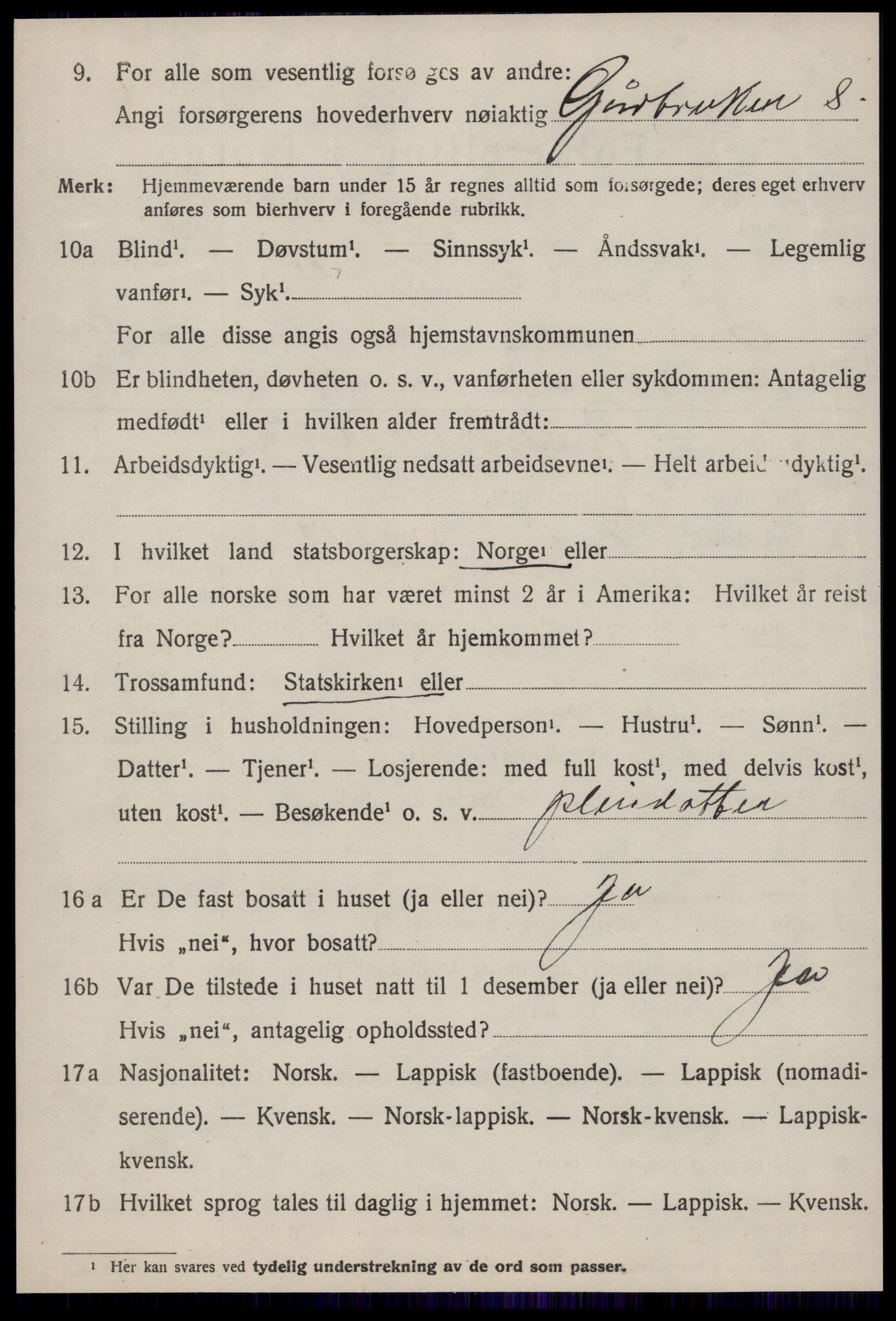 SAT, 1920 census for Singsås, 1920, p. 2124