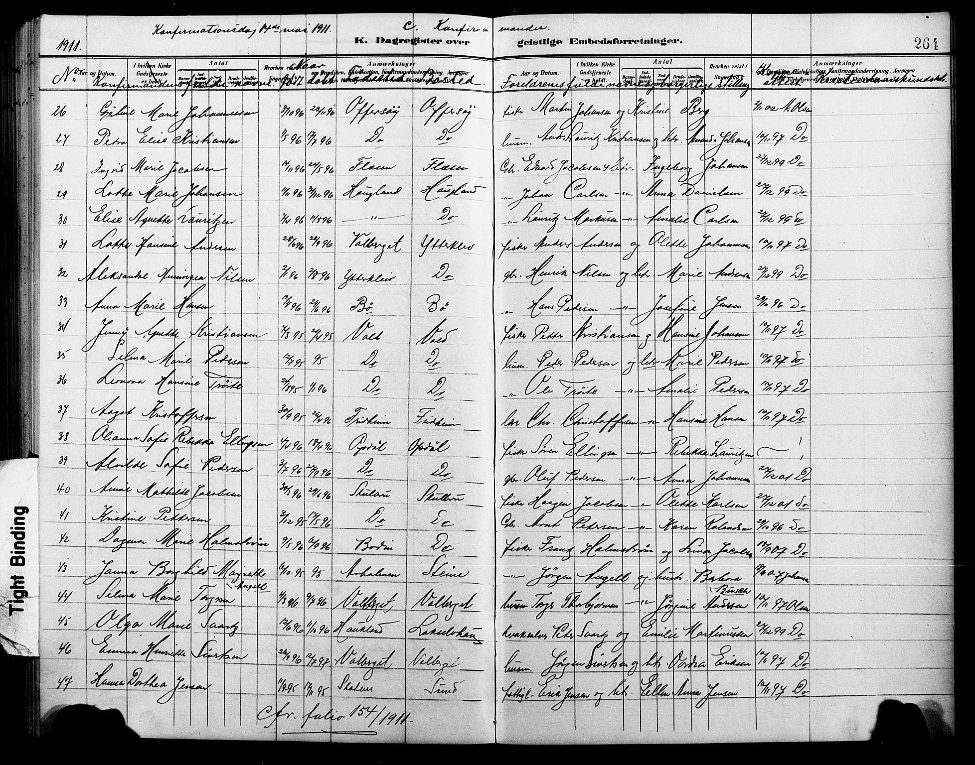 Ministerialprotokoller, klokkerbøker og fødselsregistre - Nordland, AV/SAT-A-1459/881/L1168: Parish register (copy) no. 881C05, 1900-1911, p. 264