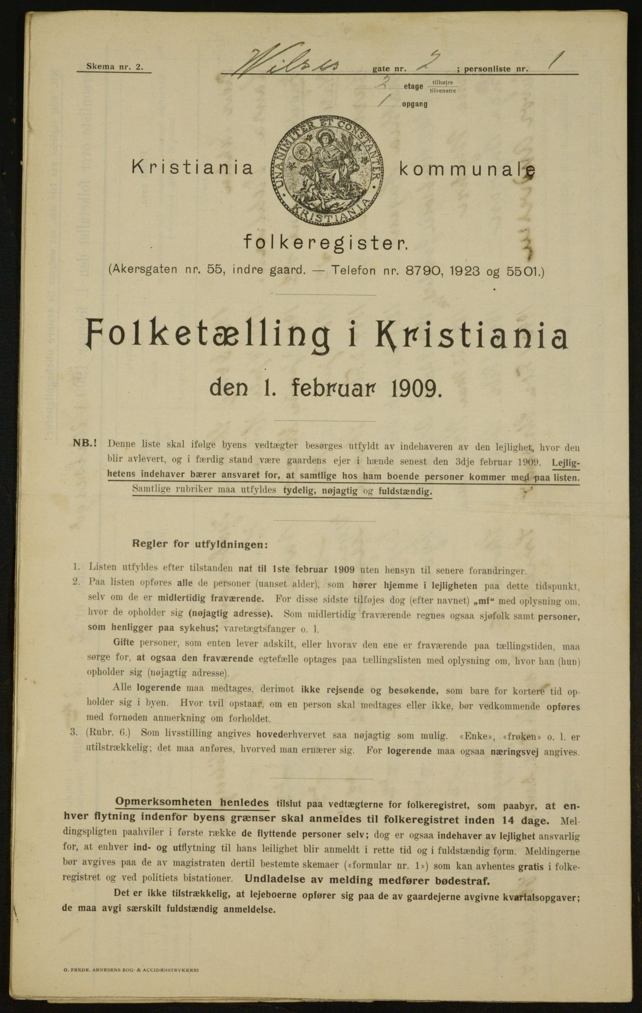 OBA, Municipal Census 1909 for Kristiania, 1909, p. 116438