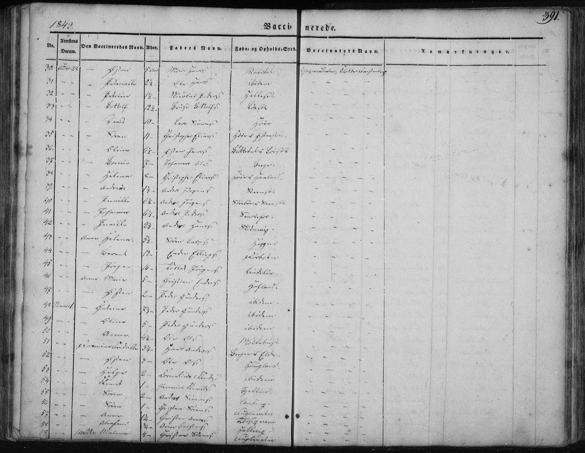 Fjaler sokneprestembete, AV/SAB-A-79801/H/Haa/Haaa/L0006: Parish register (official) no. A 6, 1835-1884, p. 391