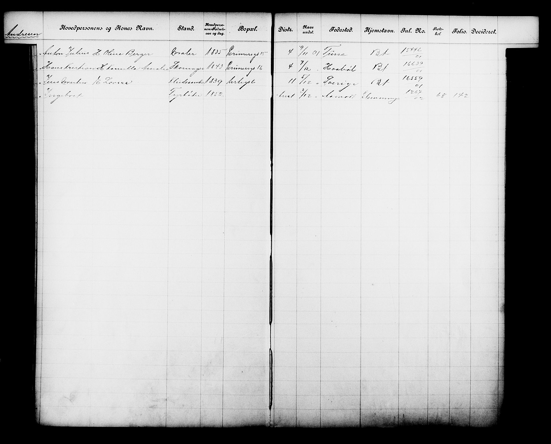 Fattigvesenet, OBA/A-20045/Fb/L0021: Hjemstavnsregister, 1901, p. 23