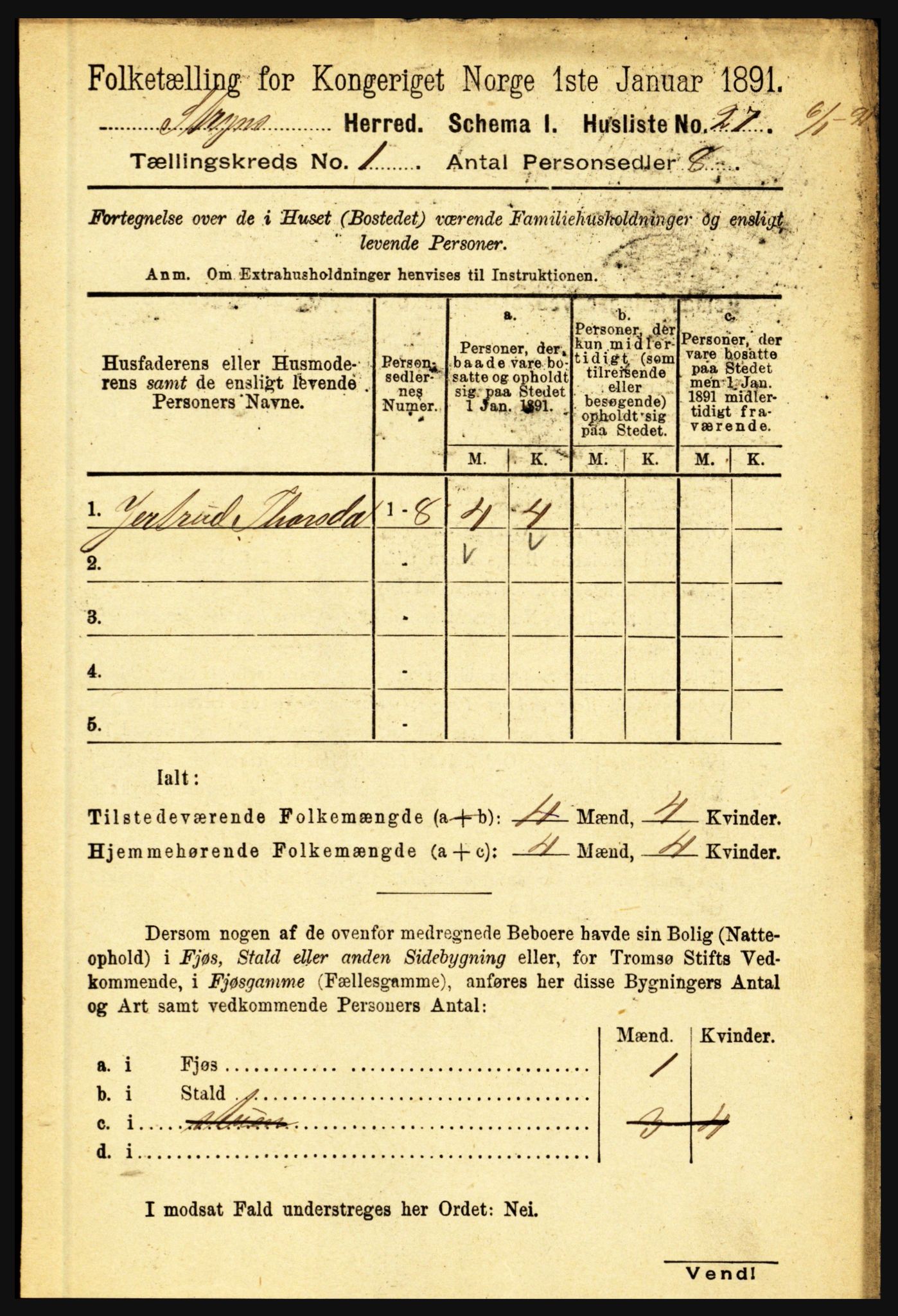 RA, 1891 census for 1448 Stryn, 1891, p. 55