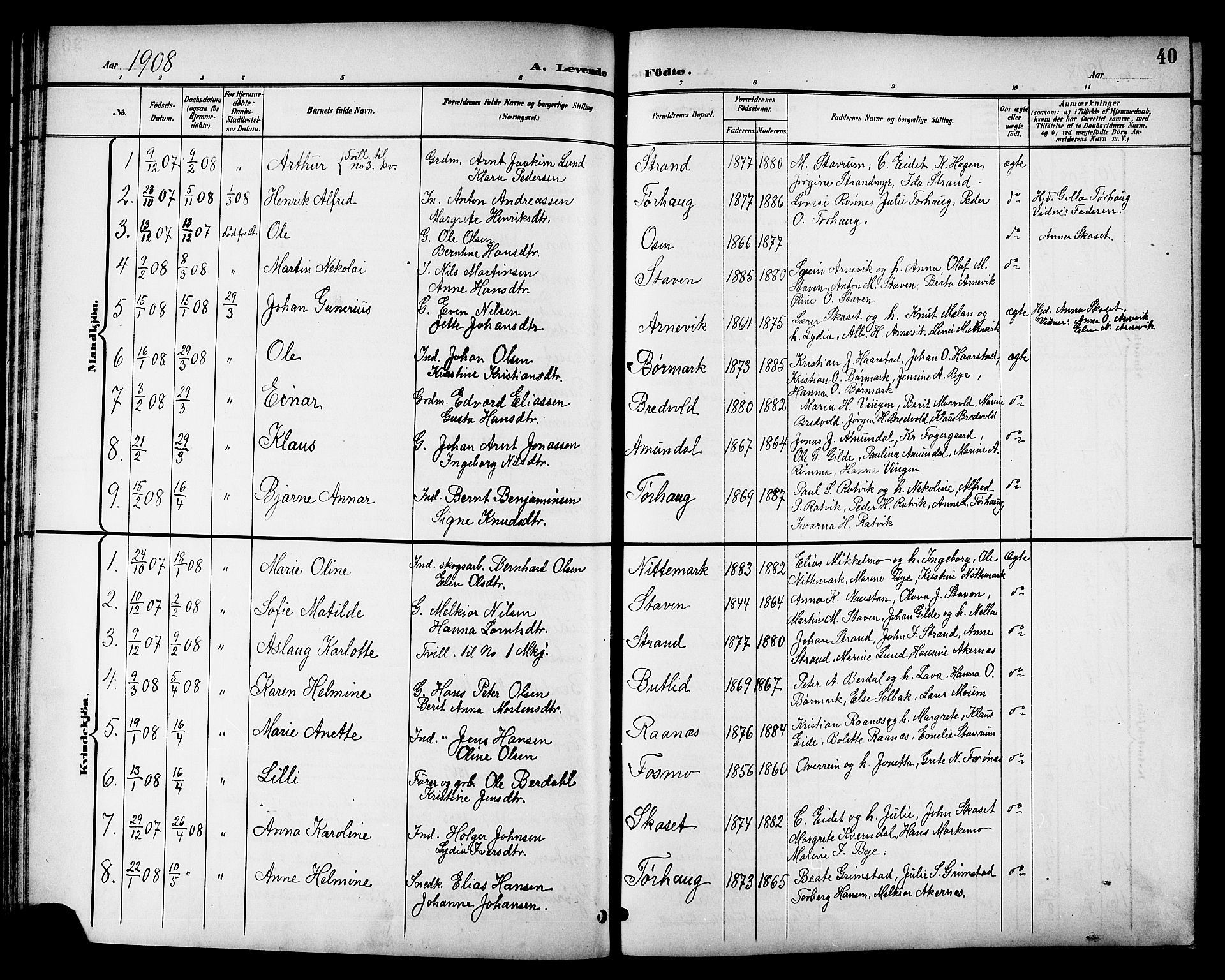 Ministerialprotokoller, klokkerbøker og fødselsregistre - Sør-Trøndelag, SAT/A-1456/655/L0688: Parish register (copy) no. 655C04, 1899-1922, p. 40