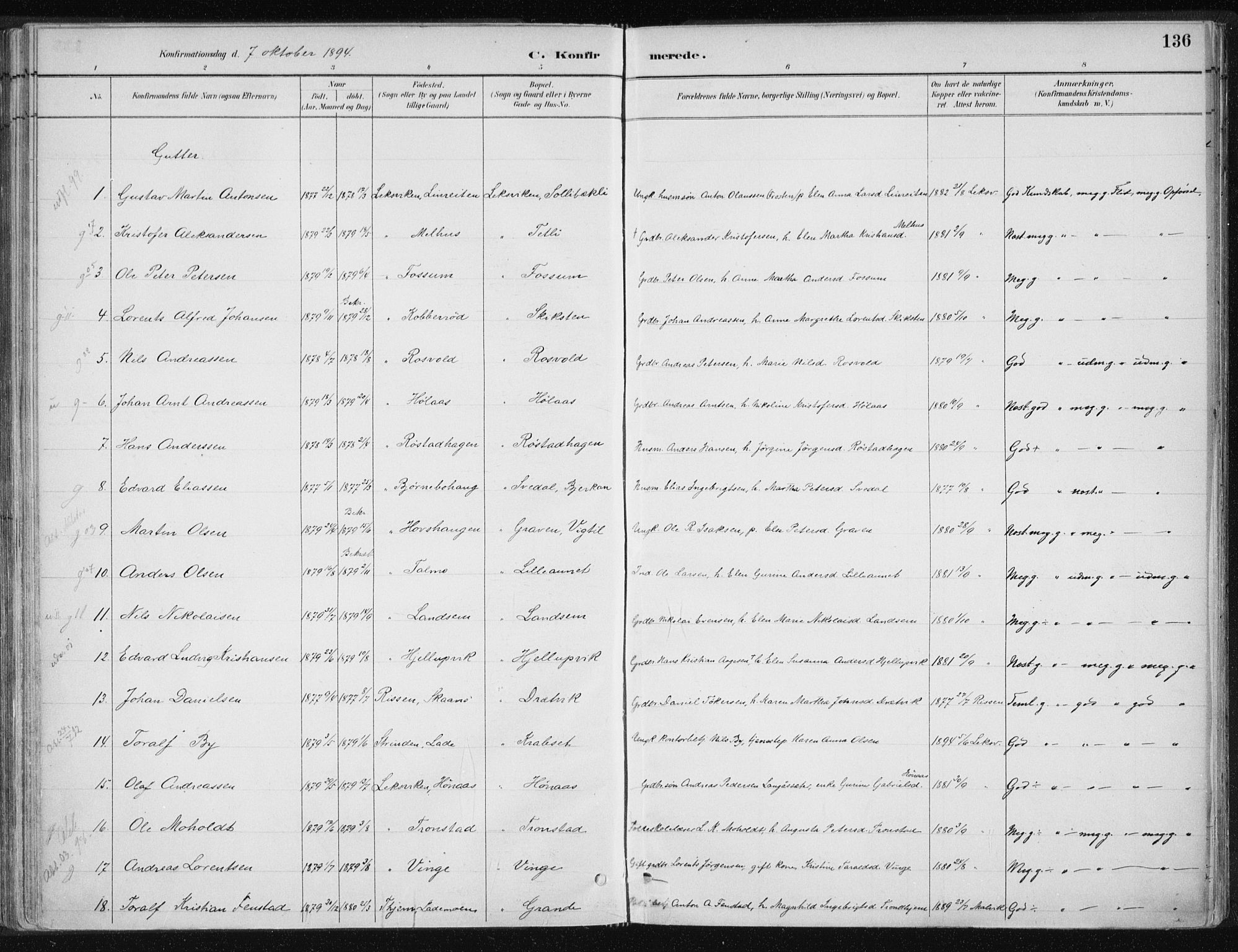 Ministerialprotokoller, klokkerbøker og fødselsregistre - Nord-Trøndelag, SAT/A-1458/701/L0010: Parish register (official) no. 701A10, 1883-1899, p. 136