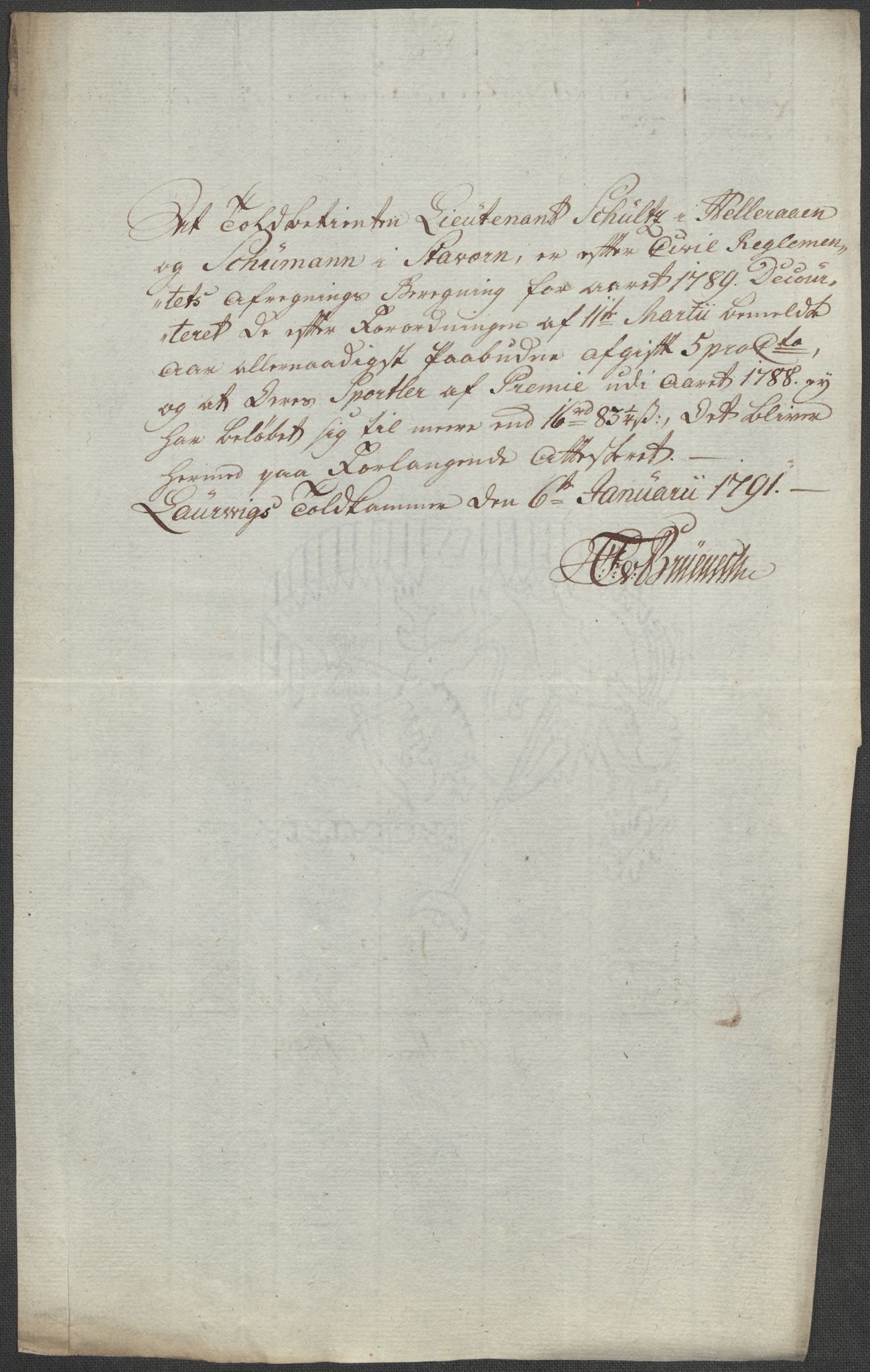 Rentekammeret inntil 1814, Reviderte regnskaper, Mindre regnskaper, AV/RA-EA-4068/Rf/Rfe/L0021: Larvik grevskap, Lista fogderi, 1789, p. 13