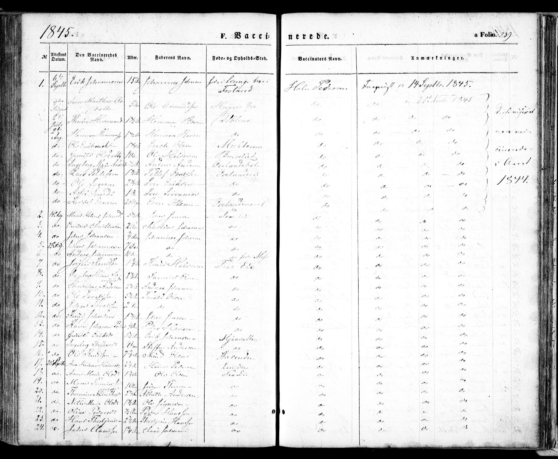 Froland sokneprestkontor, AV/SAK-1111-0013/F/Fa/L0002: Parish register (official) no. A 2, 1845-1863, p. 259