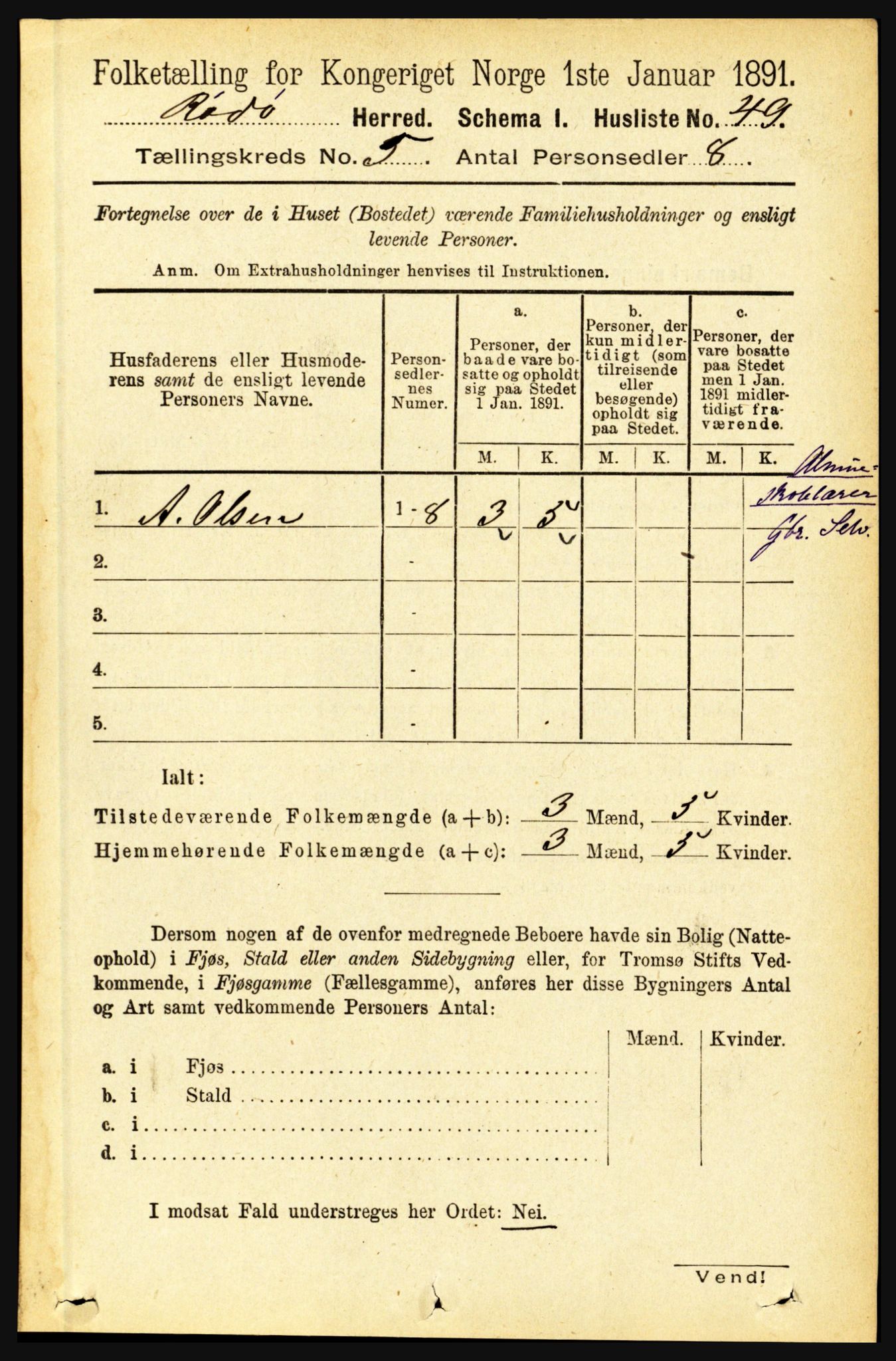 RA, 1891 census for 1836 Rødøy, 1891, p. 2395