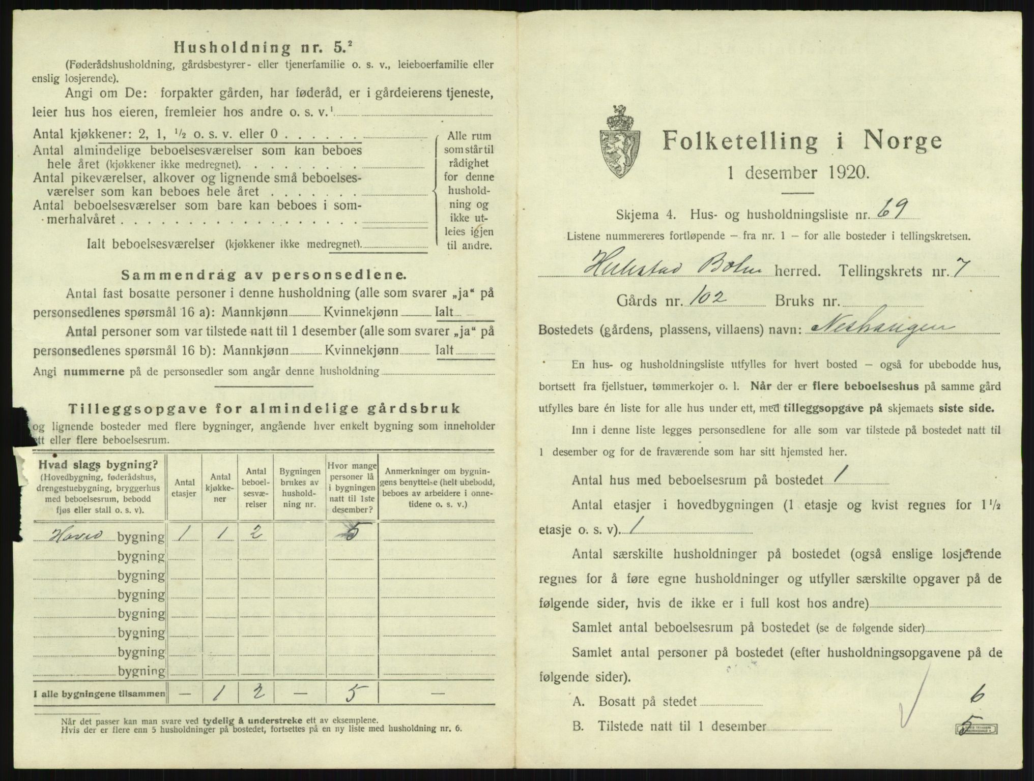 SAKO, 1920 census for Botne, 1920, p. 991