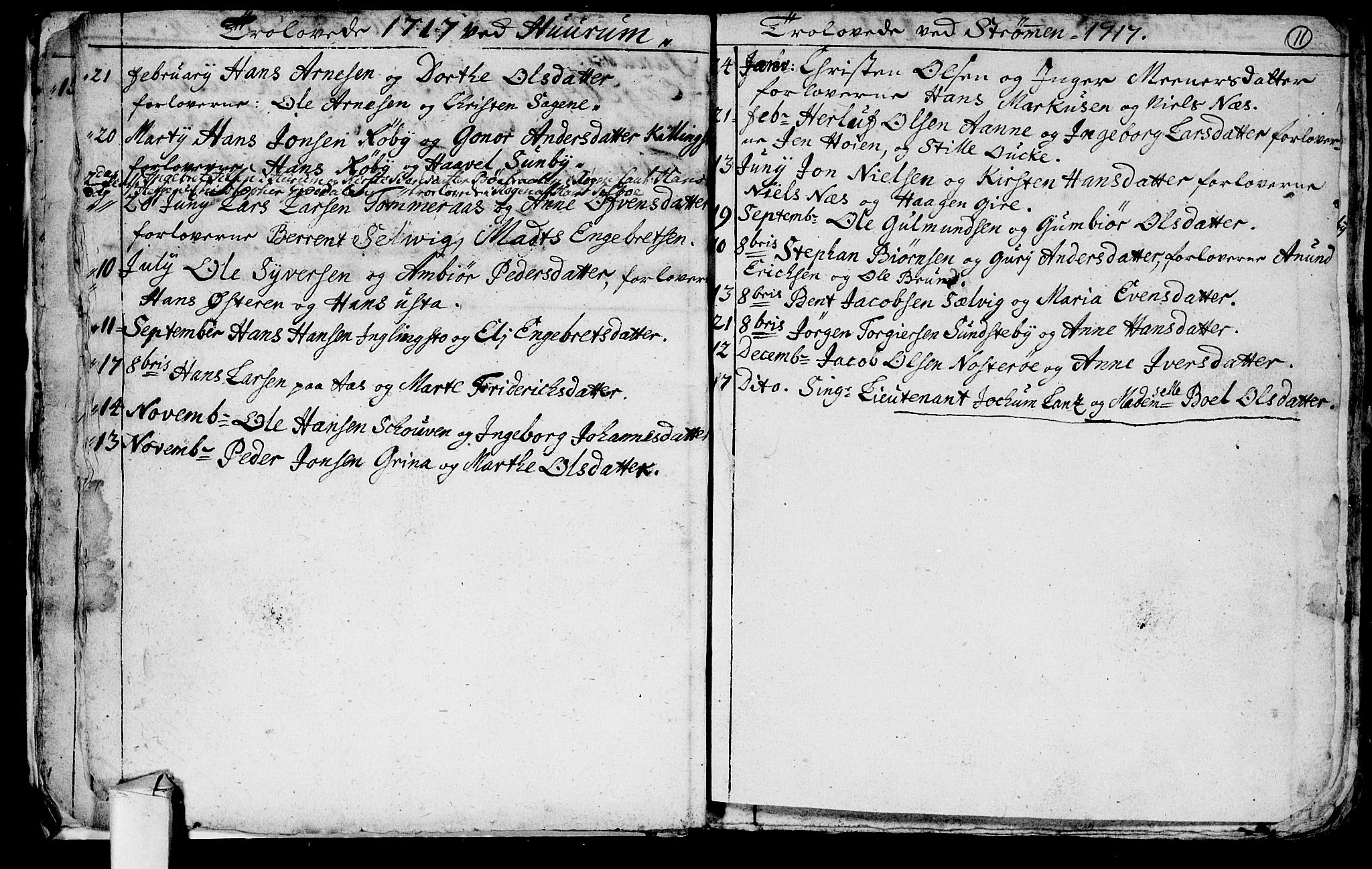 Hurum kirkebøker, AV/SAKO-A-229/F/Fa/L0001: Parish register (official) no. 1, 1715-1732, p. 11