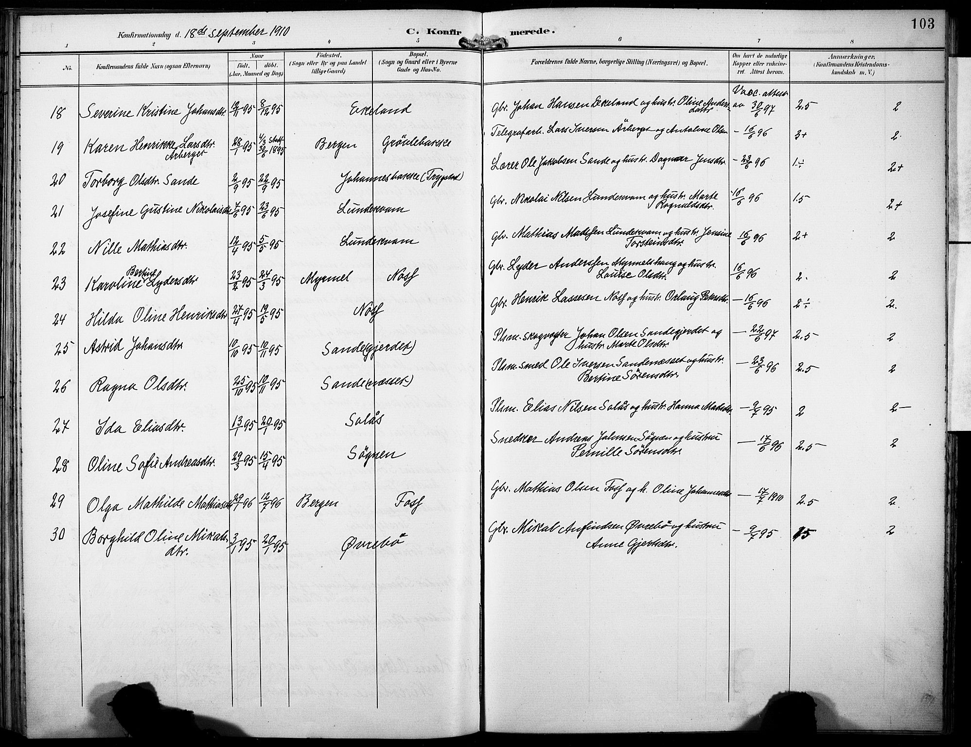Gaular sokneprestembete, SAB/A-80001/H/Haa: Parish register (official) no. B 2, 1898-1911, p. 103
