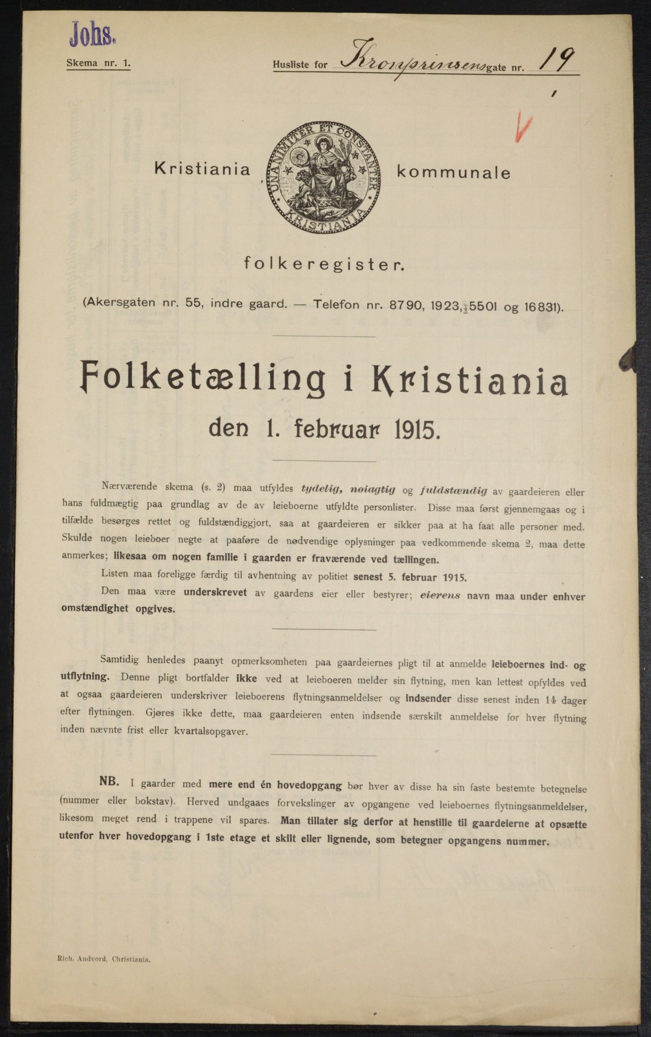 OBA, Municipal Census 1915 for Kristiania, 1915, p. 54193