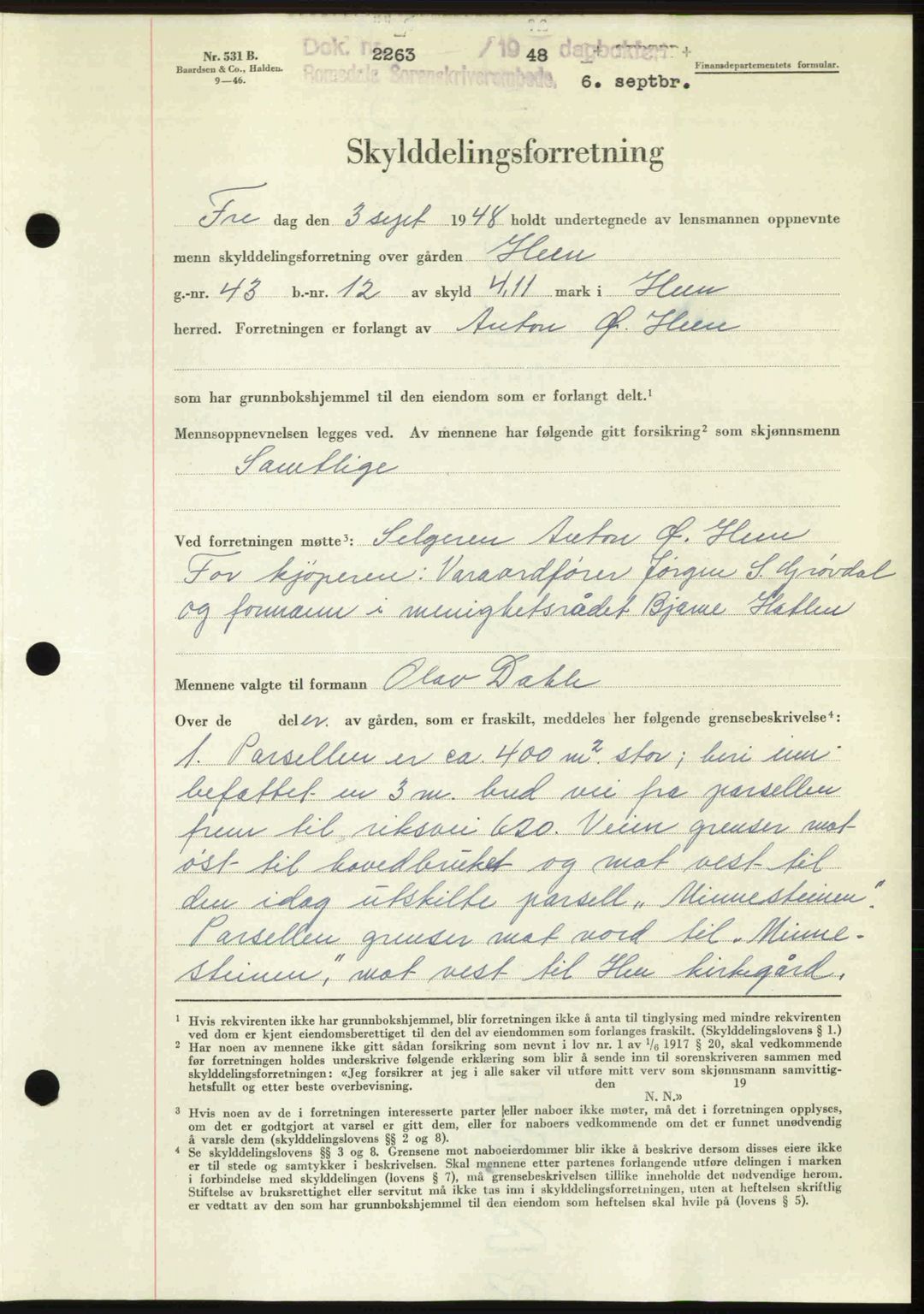 Romsdal sorenskriveri, AV/SAT-A-4149/1/2/2C: Mortgage book no. A27, 1948-1948, Diary no: : 2263/1948