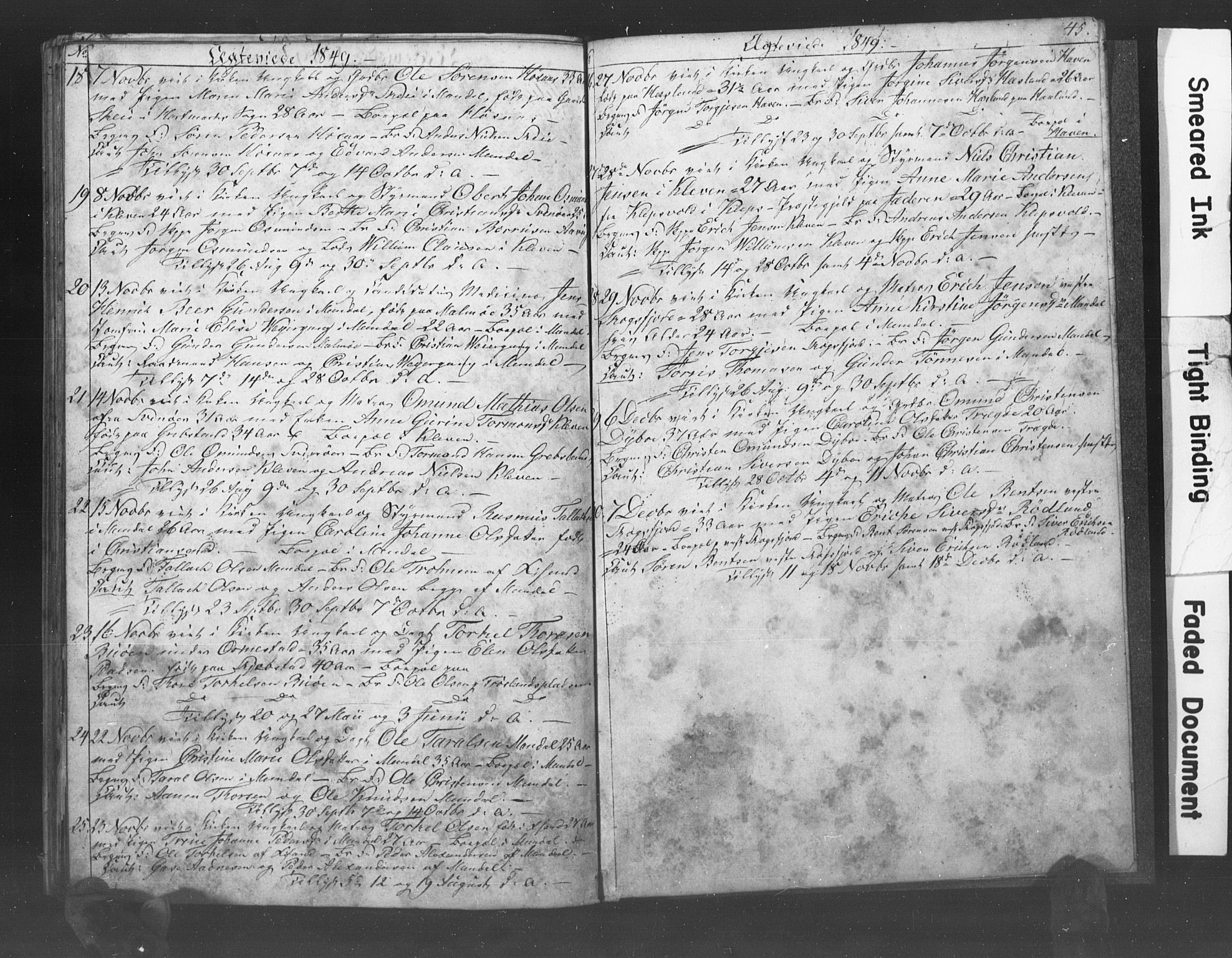 Mandal sokneprestkontor, AV/SAK-1111-0030/F/Fb/Fba/L0006: Parish register (copy) no. B 1F, 1846-1849, p. 45