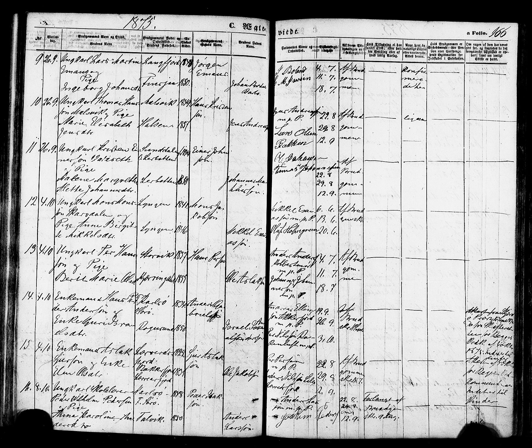 Talvik sokneprestkontor, SATØ/S-1337/H/Ha/L0011kirke: Parish register (official) no. 11, 1864-1877, p. 166