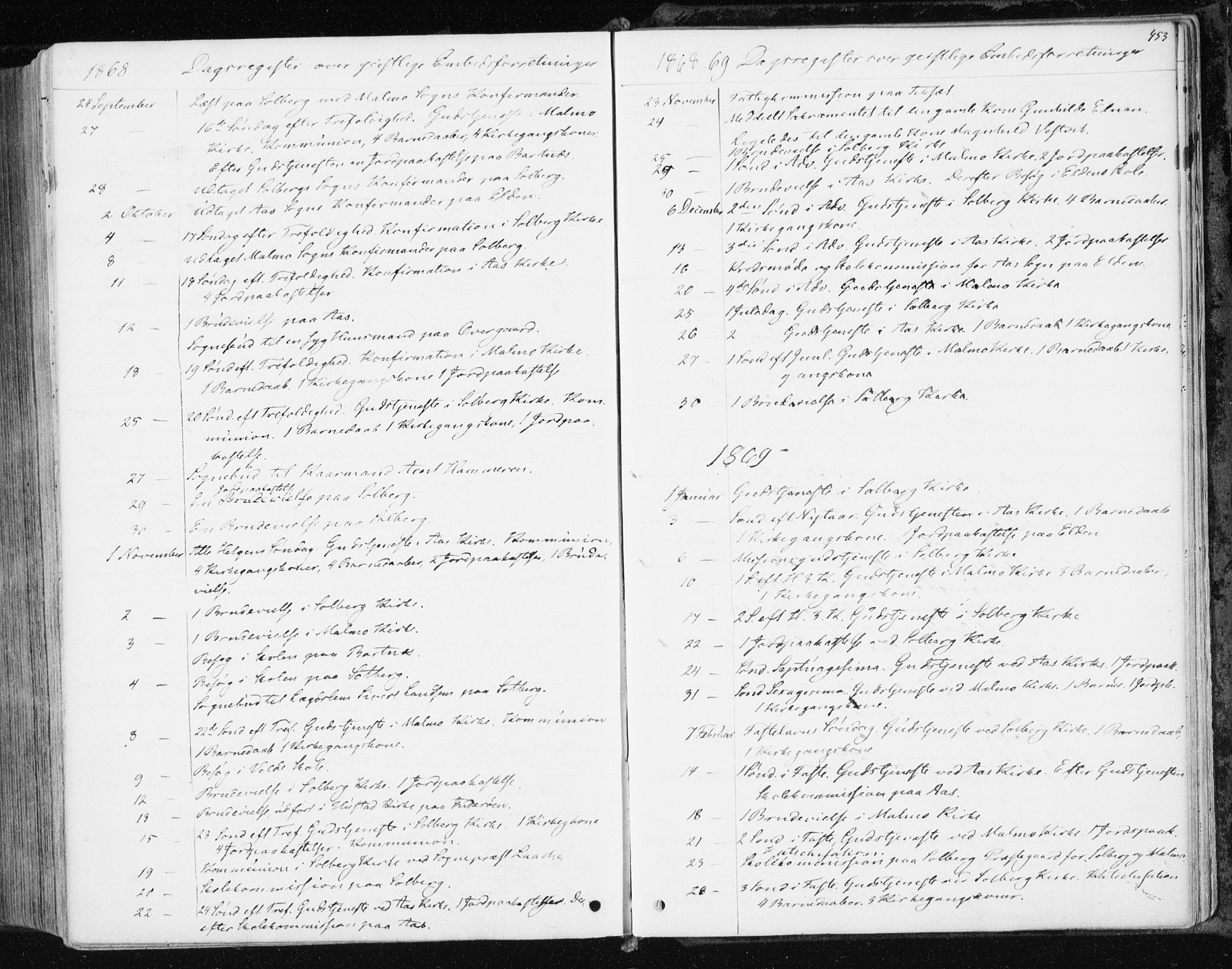 Ministerialprotokoller, klokkerbøker og fødselsregistre - Nord-Trøndelag, SAT/A-1458/741/L0394: Parish register (official) no. 741A08, 1864-1877, p. 453