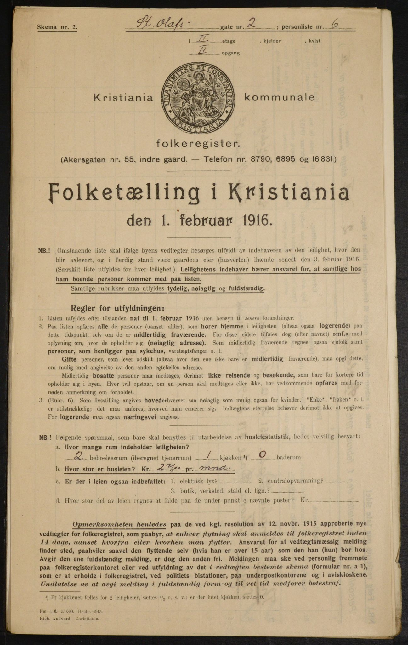 OBA, Municipal Census 1916 for Kristiania, 1916, p. 90168