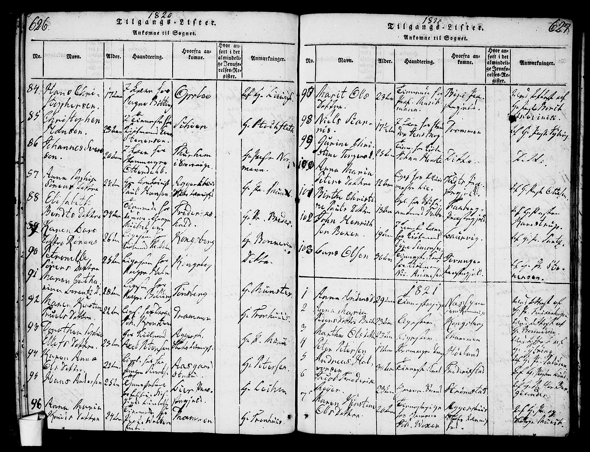 Oslo domkirke Kirkebøker, SAO/A-10752/G/Ga/L0001: Parish register (copy) no. 1, 1817-1825, p. 626-627