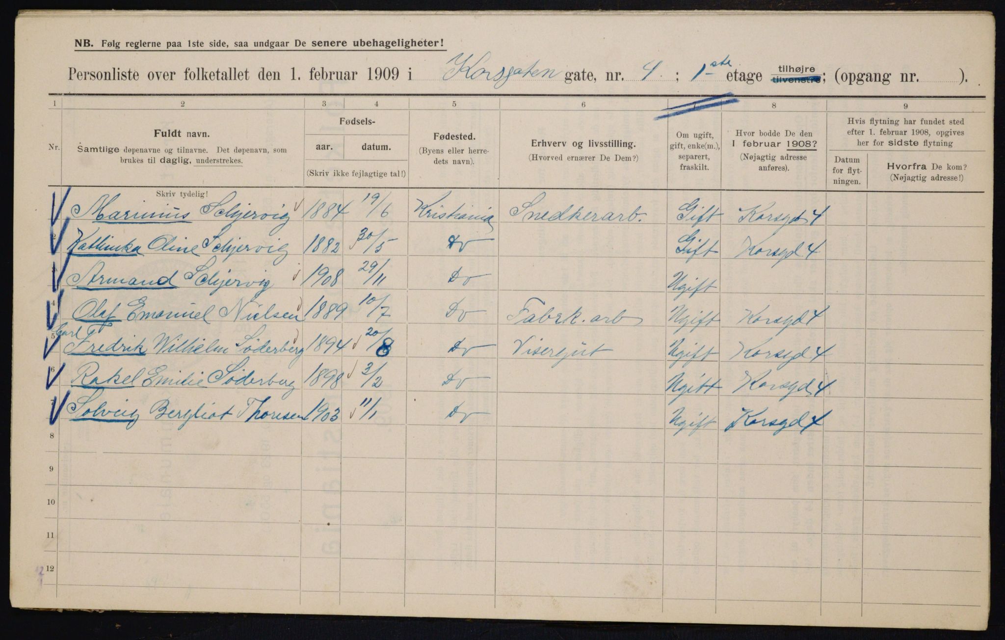 OBA, Municipal Census 1909 for Kristiania, 1909, p. 49026