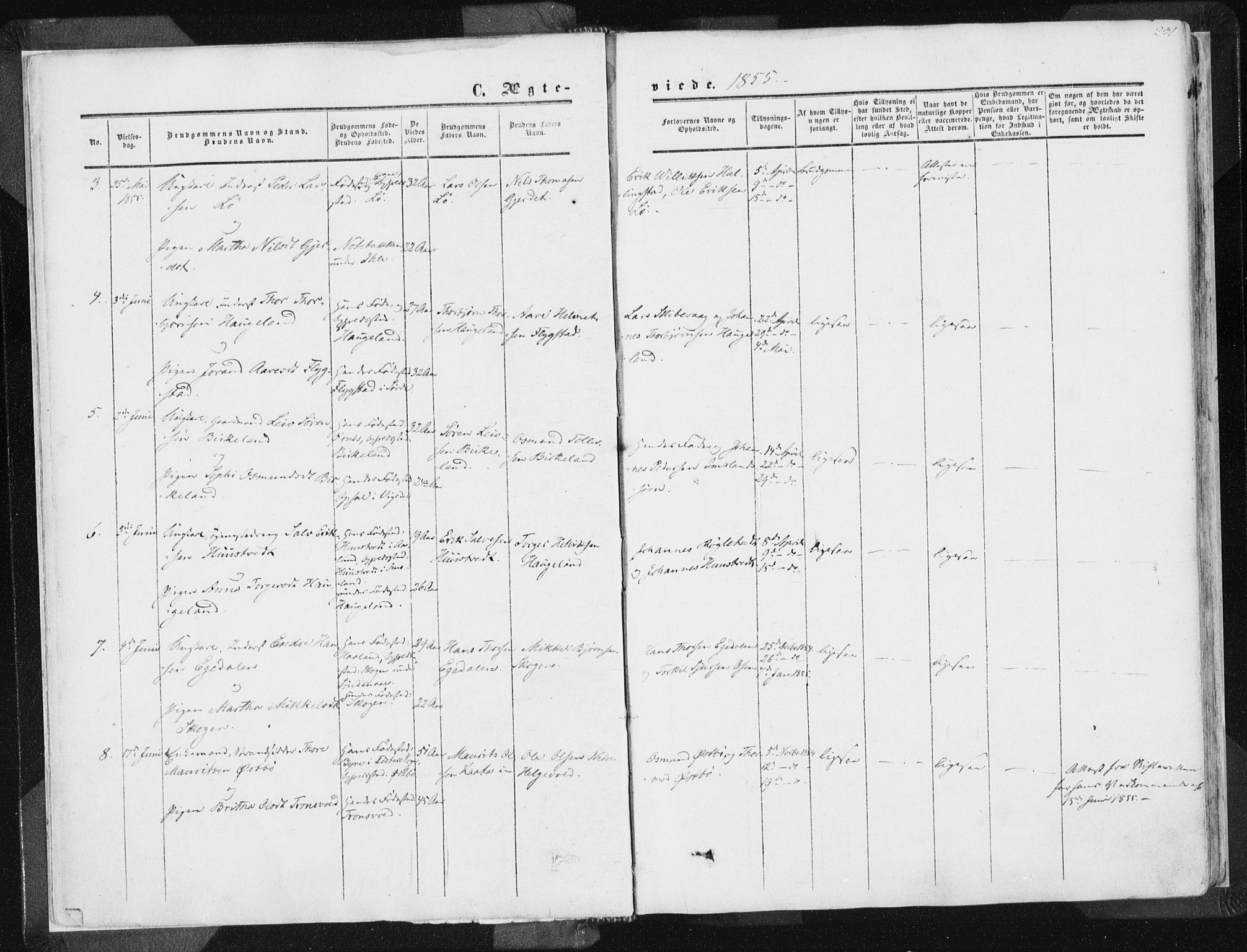 Vikedal sokneprestkontor, AV/SAST-A-101840/01/IV: Parish register (official) no. A 6.2, 1851-1867, p. 231