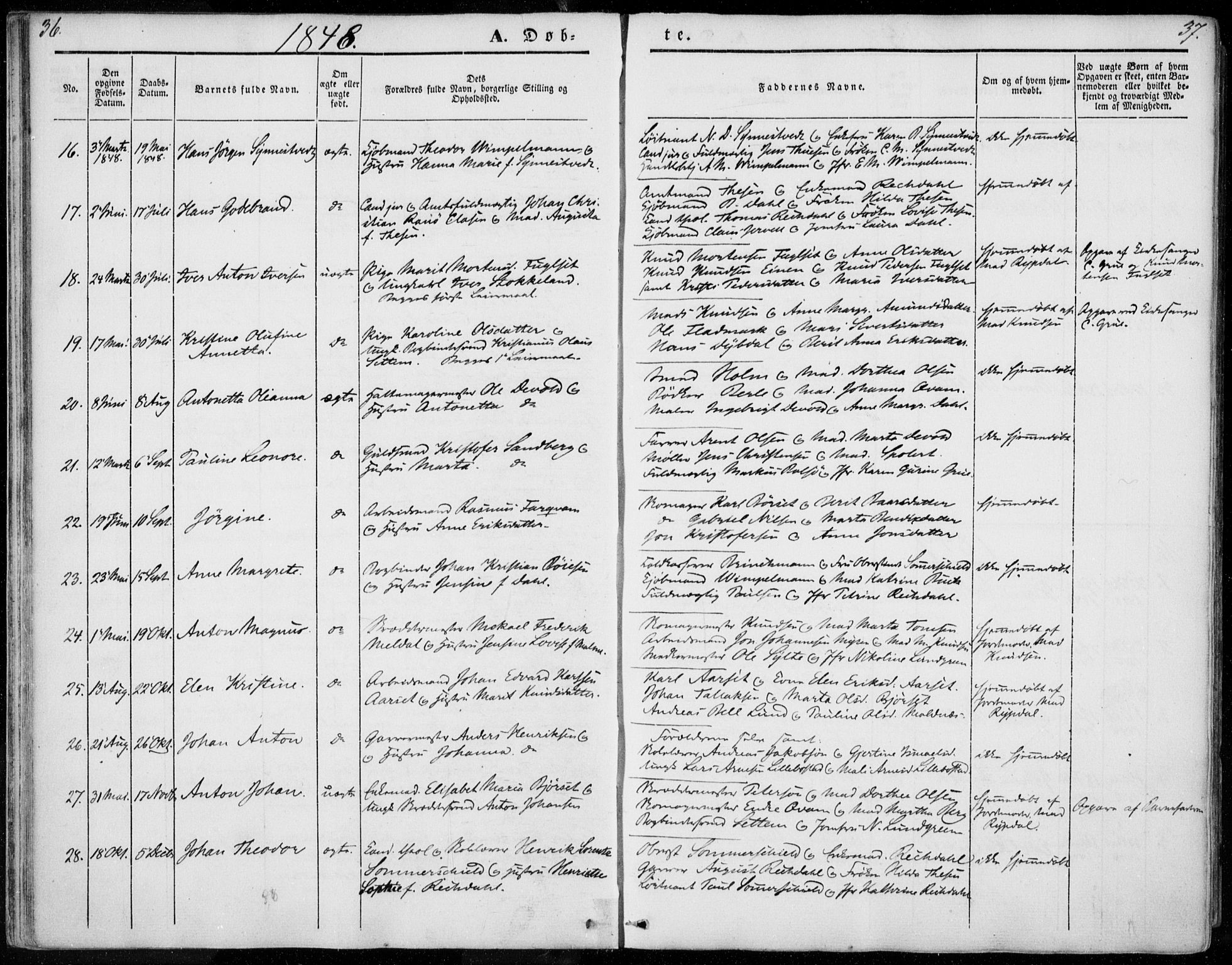 Ministerialprotokoller, klokkerbøker og fødselsregistre - Møre og Romsdal, SAT/A-1454/558/L0689: Parish register (official) no. 558A03, 1843-1872, p. 36-37