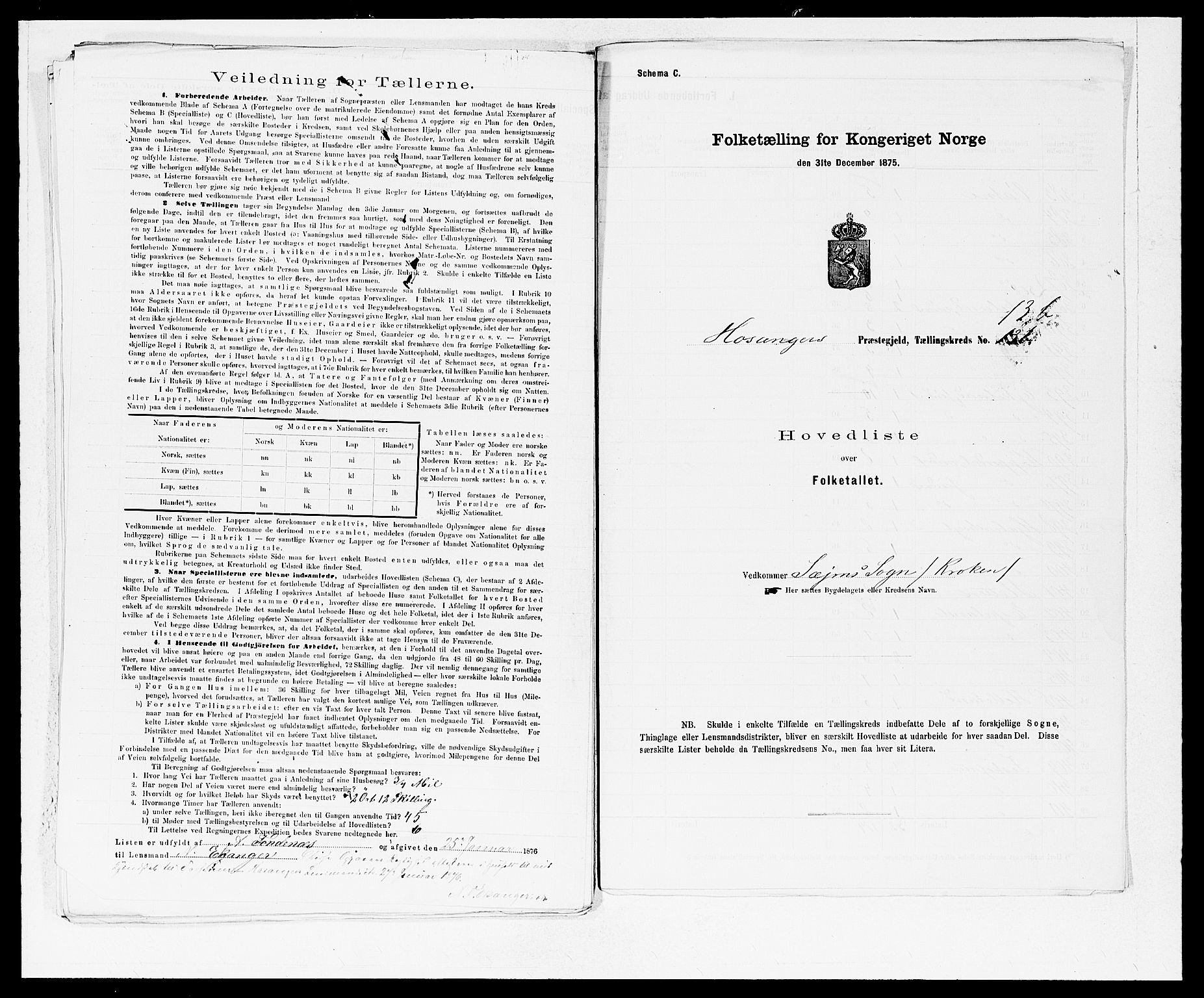 SAB, 1875 census for 1253P Hosanger, 1875, p. 30