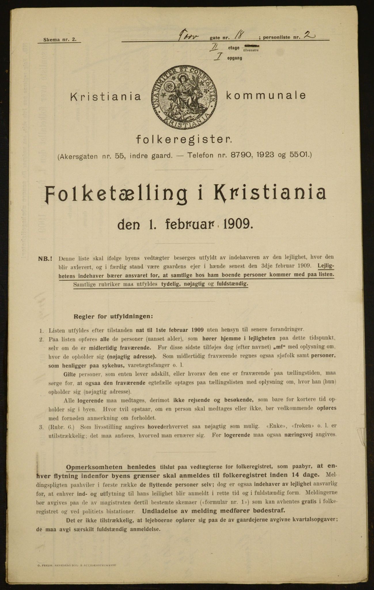 OBA, Municipal Census 1909 for Kristiania, 1909, p. 103417