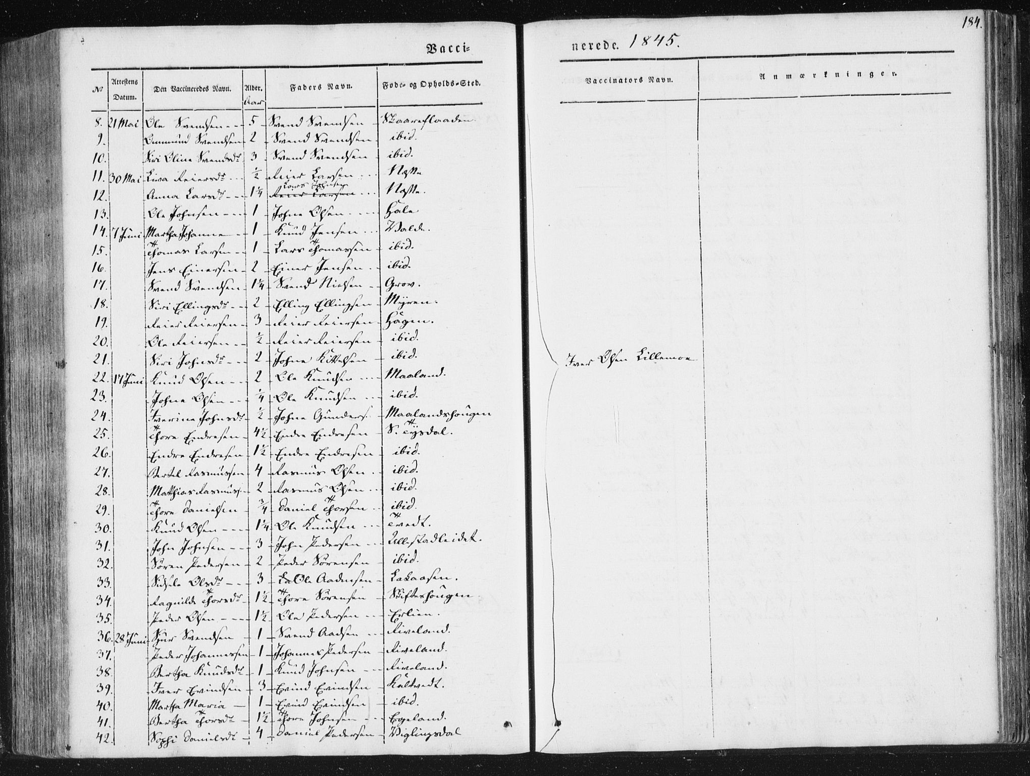 Hjelmeland sokneprestkontor, AV/SAST-A-101843/01/IV/L0008: Parish register (official) no. A 8, 1842-1861, p. 184