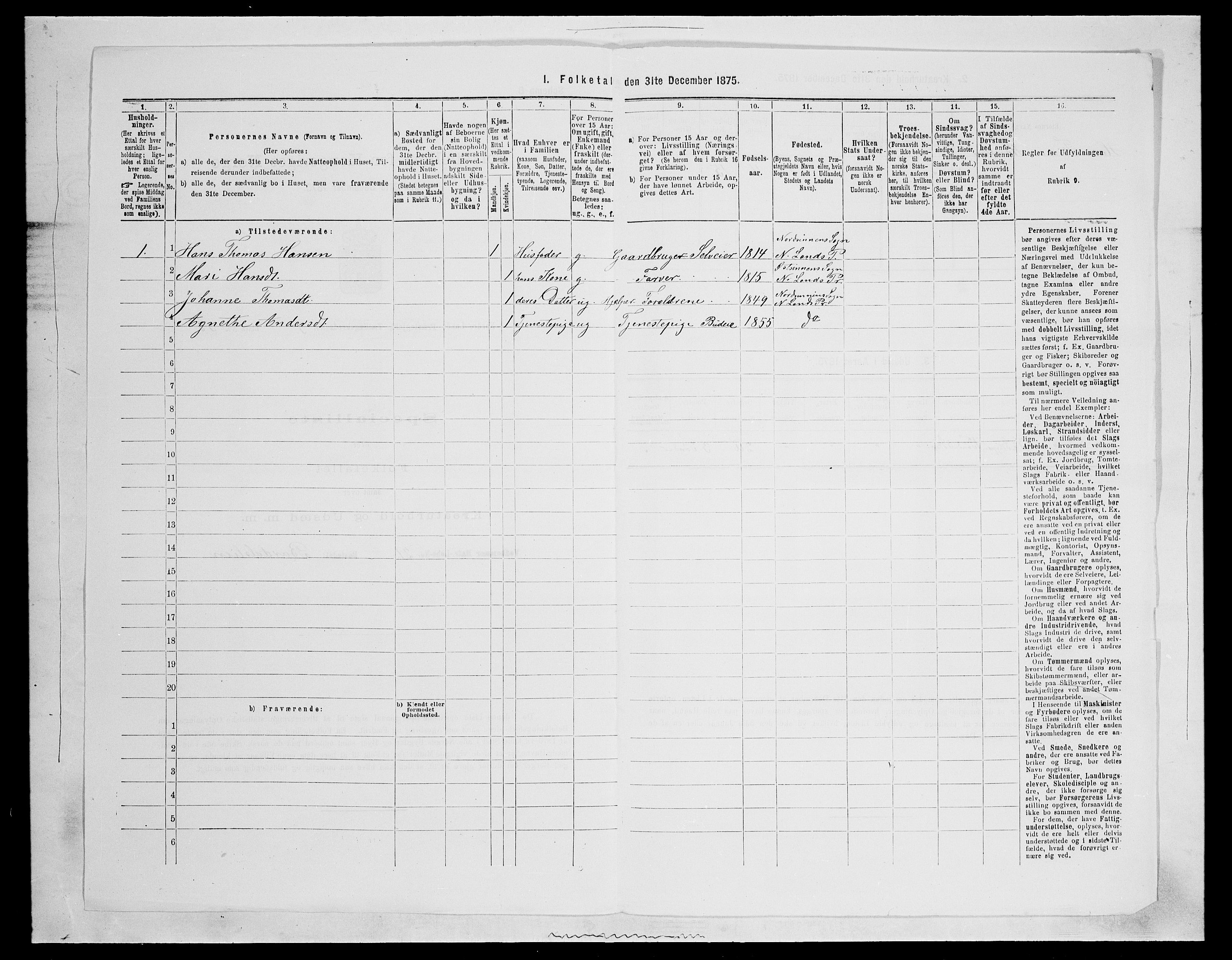 SAH, 1875 census for 0538P Nordre Land, 1875, p. 549