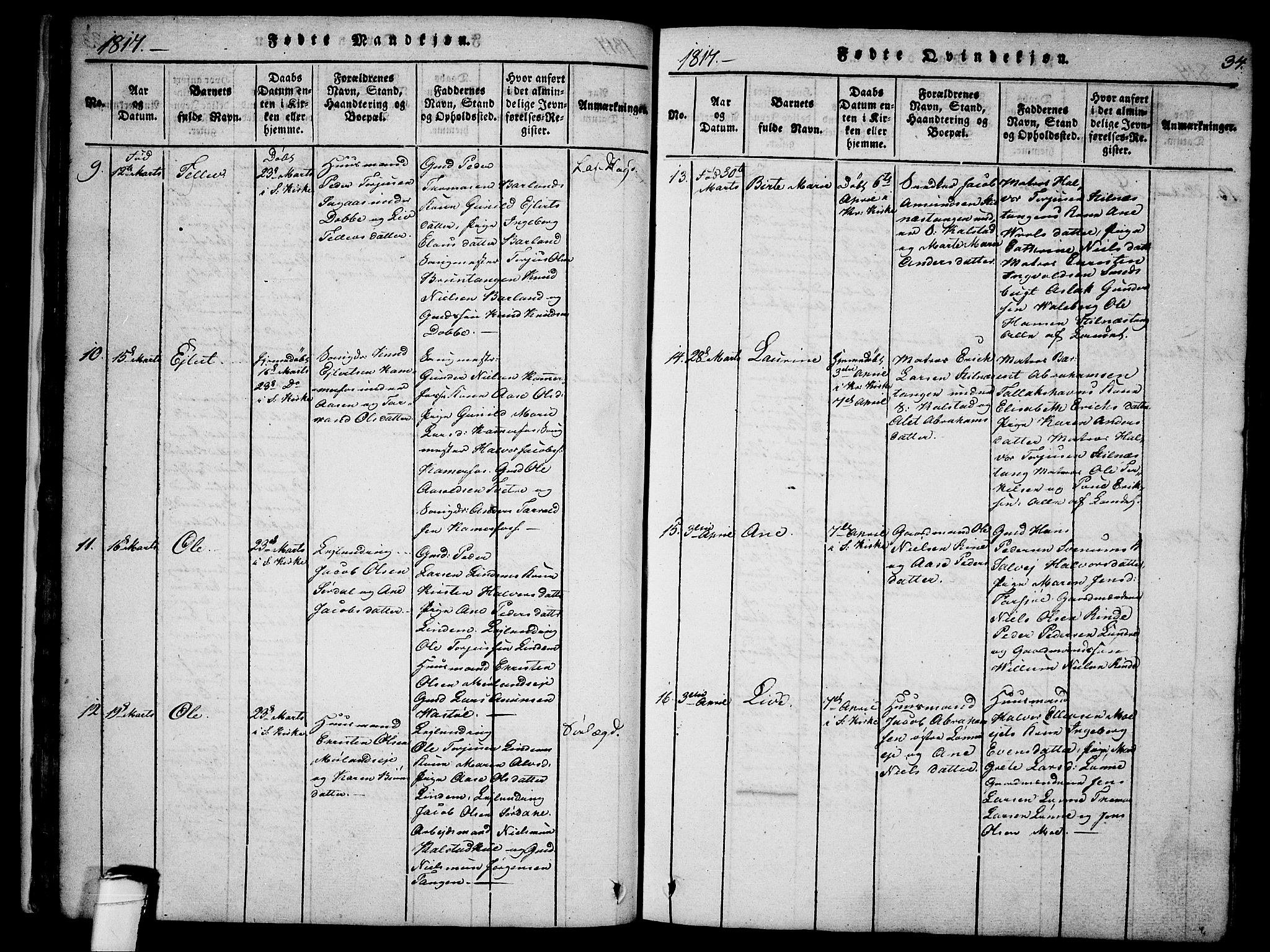 Sannidal kirkebøker, AV/SAKO-A-296/F/Fa/L0004: Parish register (official) no. 4, 1814-1829, p. 34