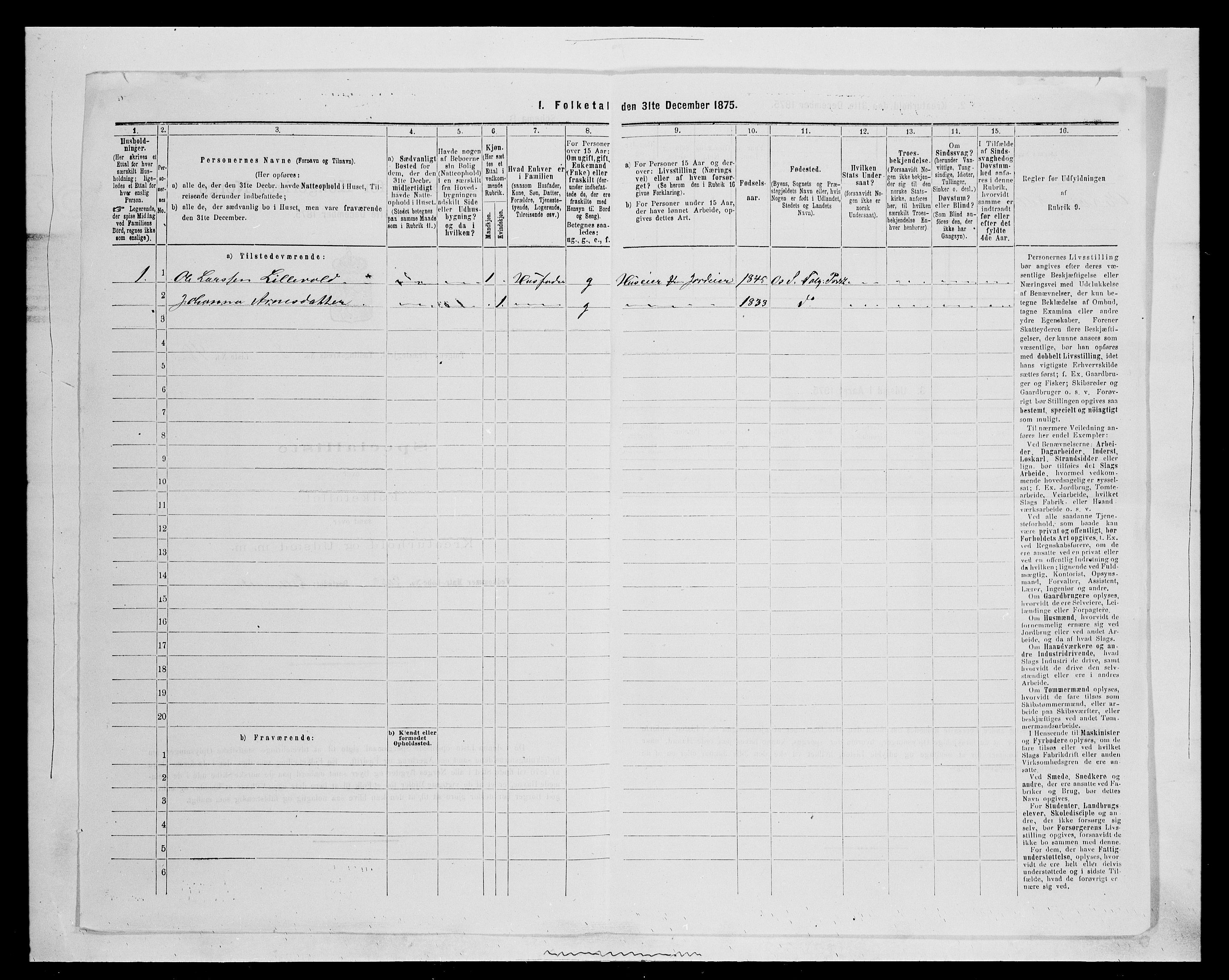 SAH, 1875 census for 0436P Tolga, 1875, p. 883