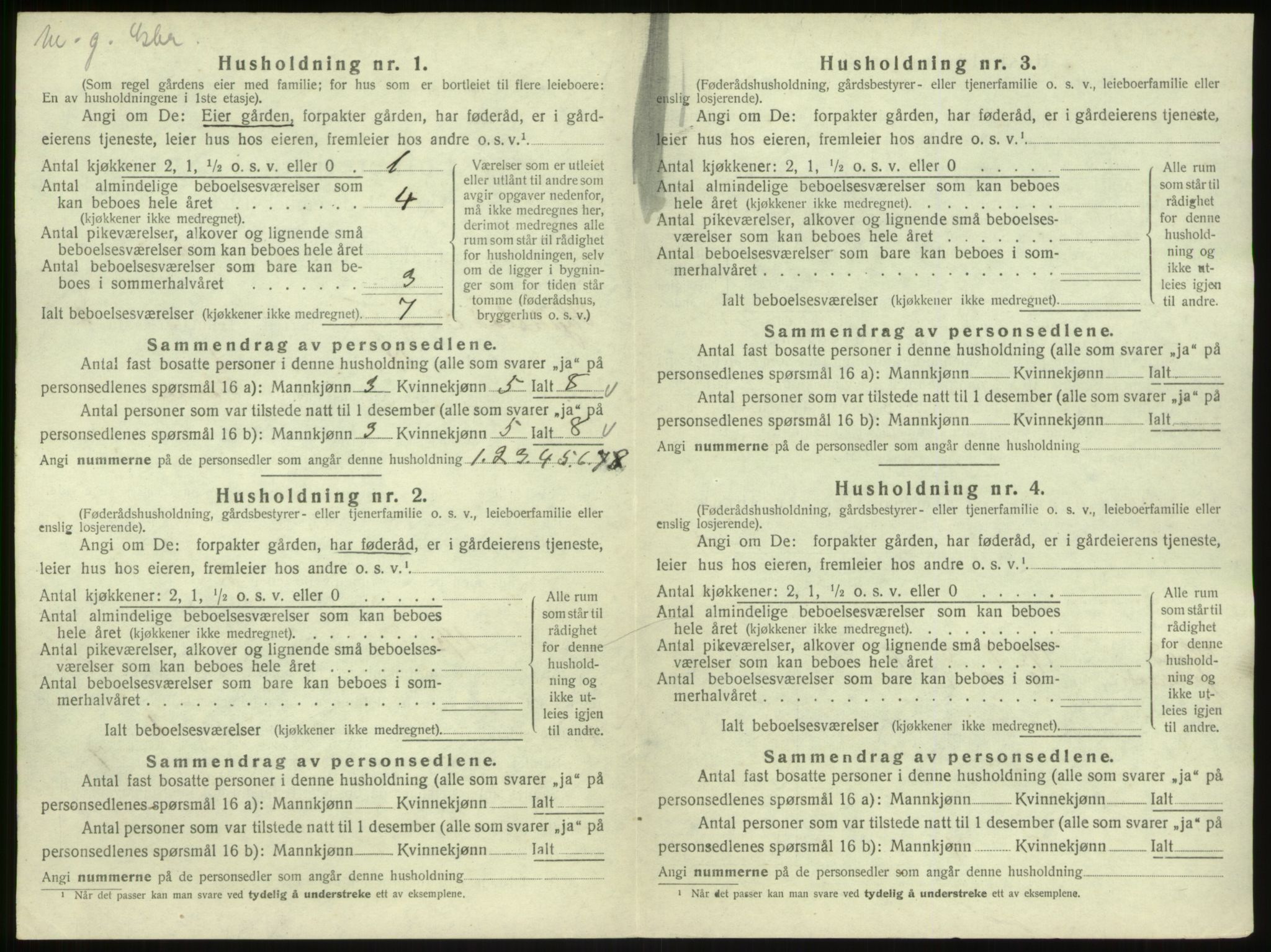 SAB, 1920 census for Hyllestad, 1920, p. 141