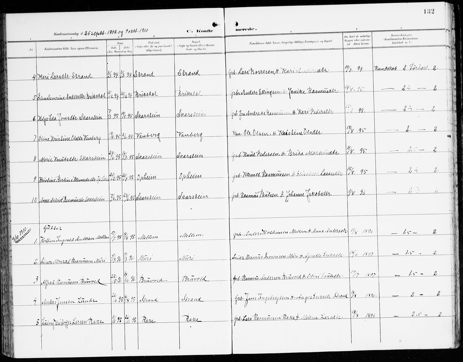 Innvik sokneprestembete, AV/SAB-A-80501: Parish register (official) no. C 2, 1900-1920, p. 132