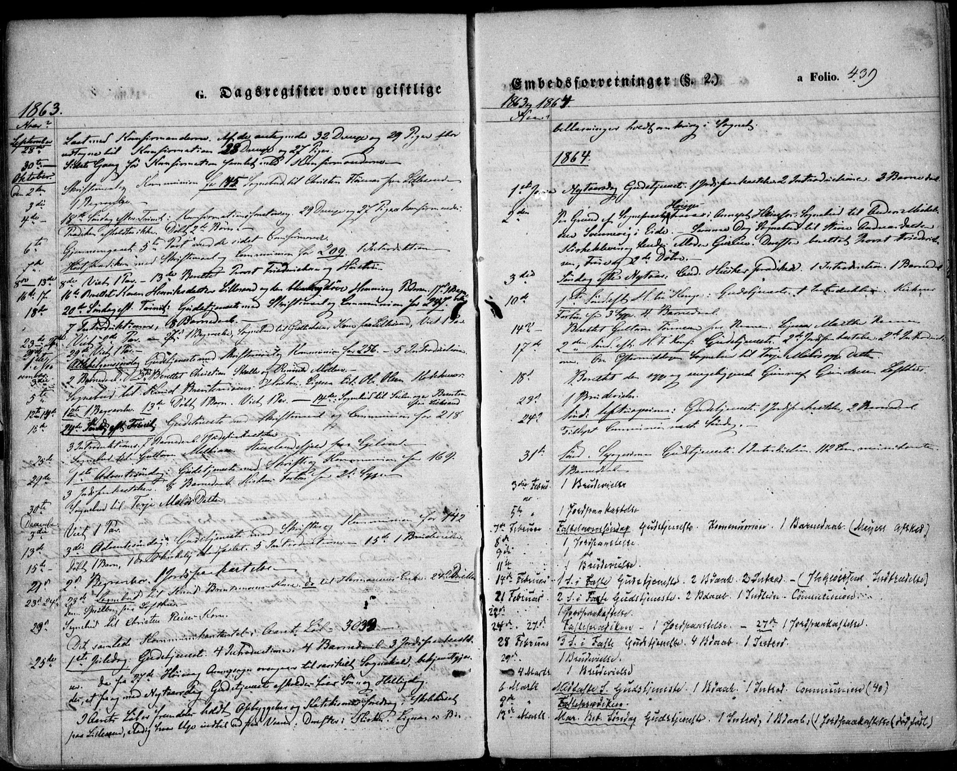 Vestre Moland sokneprestkontor, SAK/1111-0046/F/Fa/Fab/L0007: Parish register (official) no. A 7, 1859-1872, p. 439