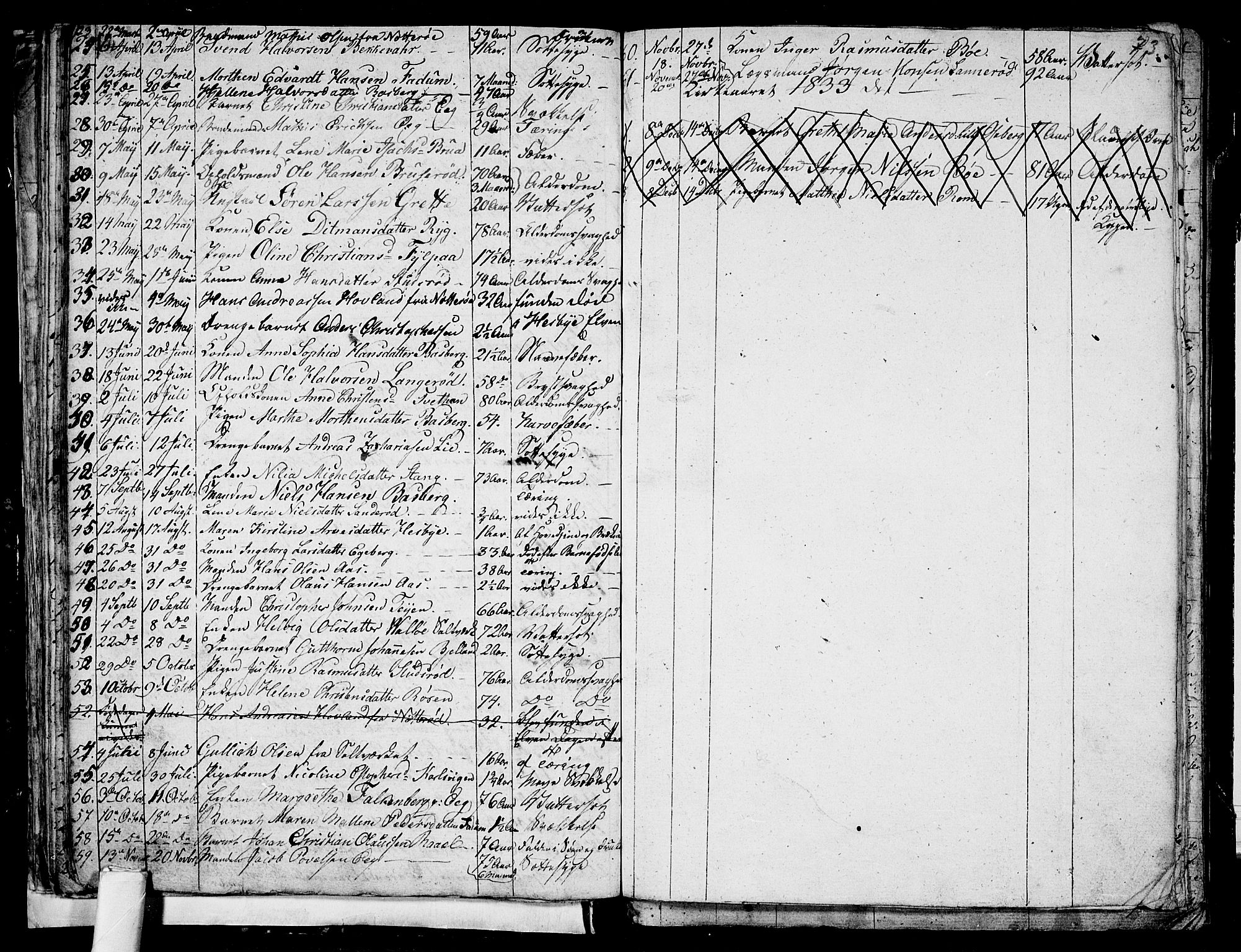 Sem kirkebøker, SAKO/A-5/G/Ga/L0002: Parish register (copy) no. I 2, 1826-1844, p. 72-73