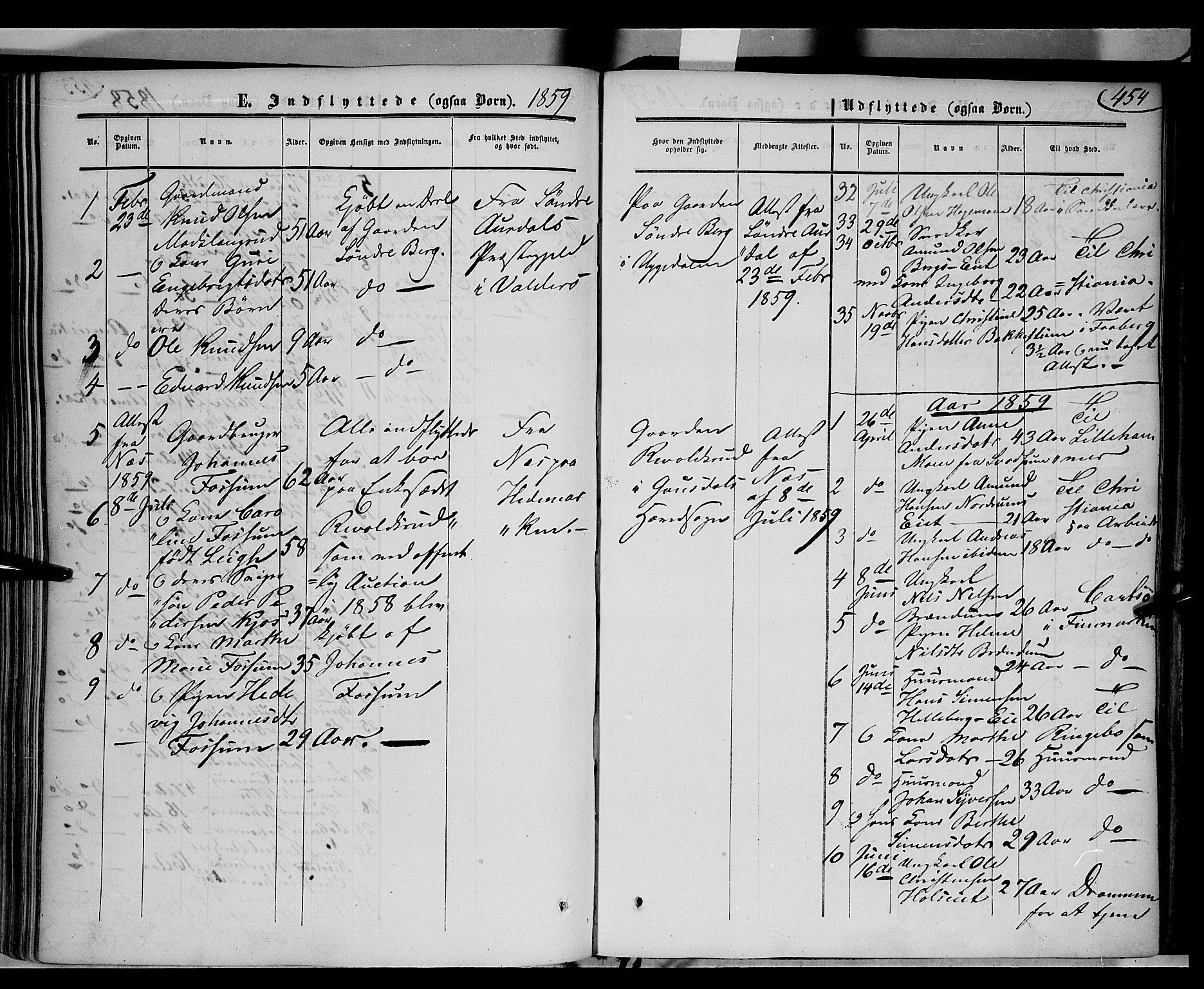 Gausdal prestekontor, SAH/PREST-090/H/Ha/Haa/L0008: Parish register (official) no. 8, 1850-1861, p. 454