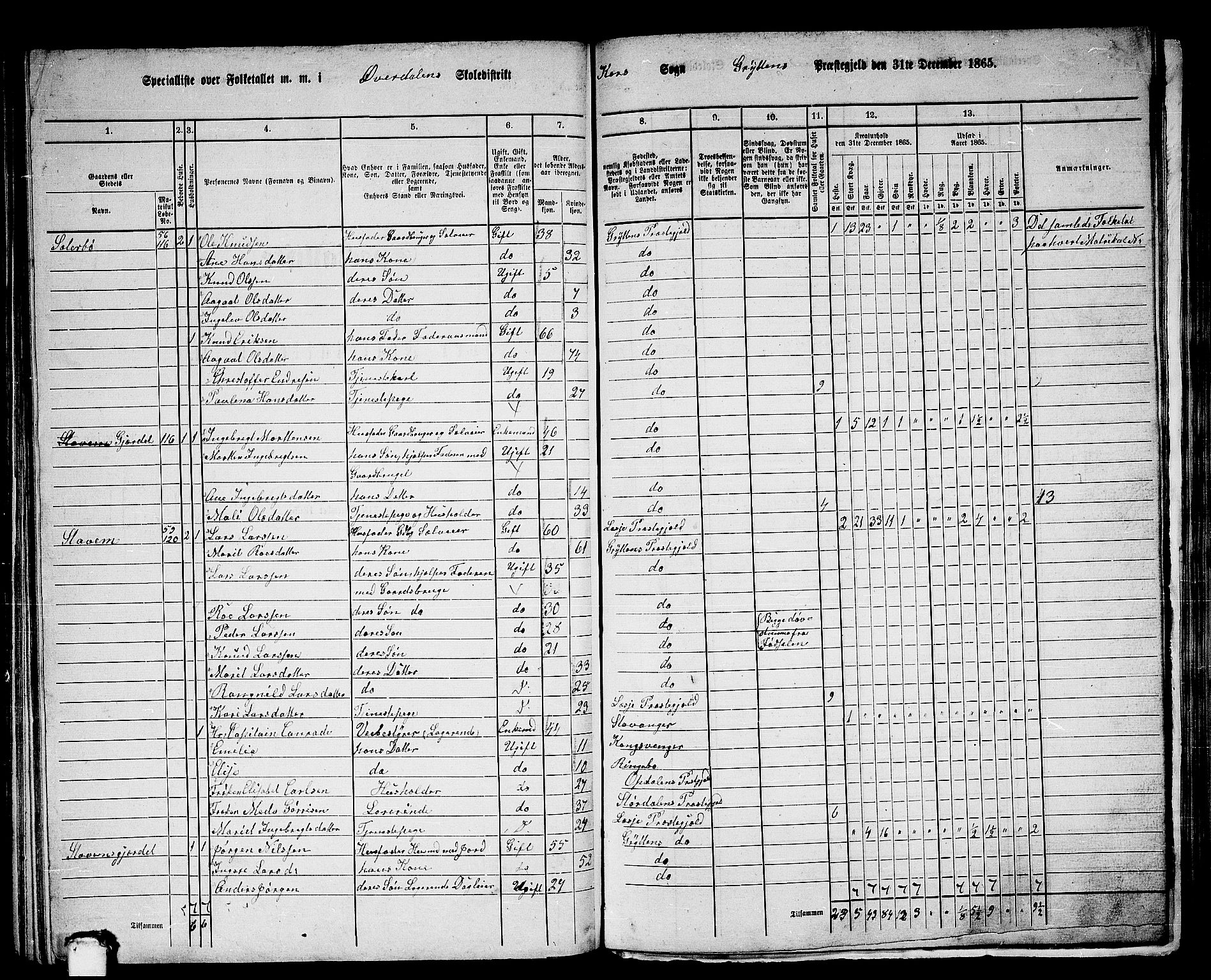 RA, 1865 census for Grytten, 1865, p. 114